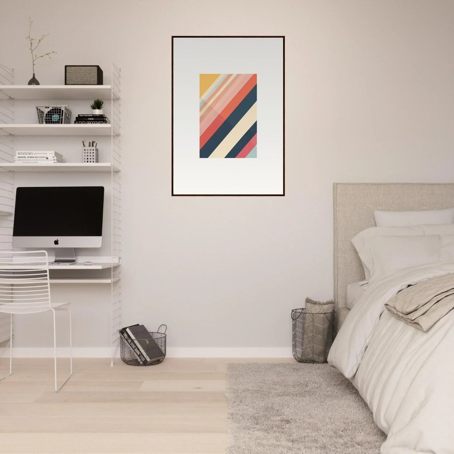 Abstract geometric artwork in warm and cool colors for Room Decor as Framed Wall Art
