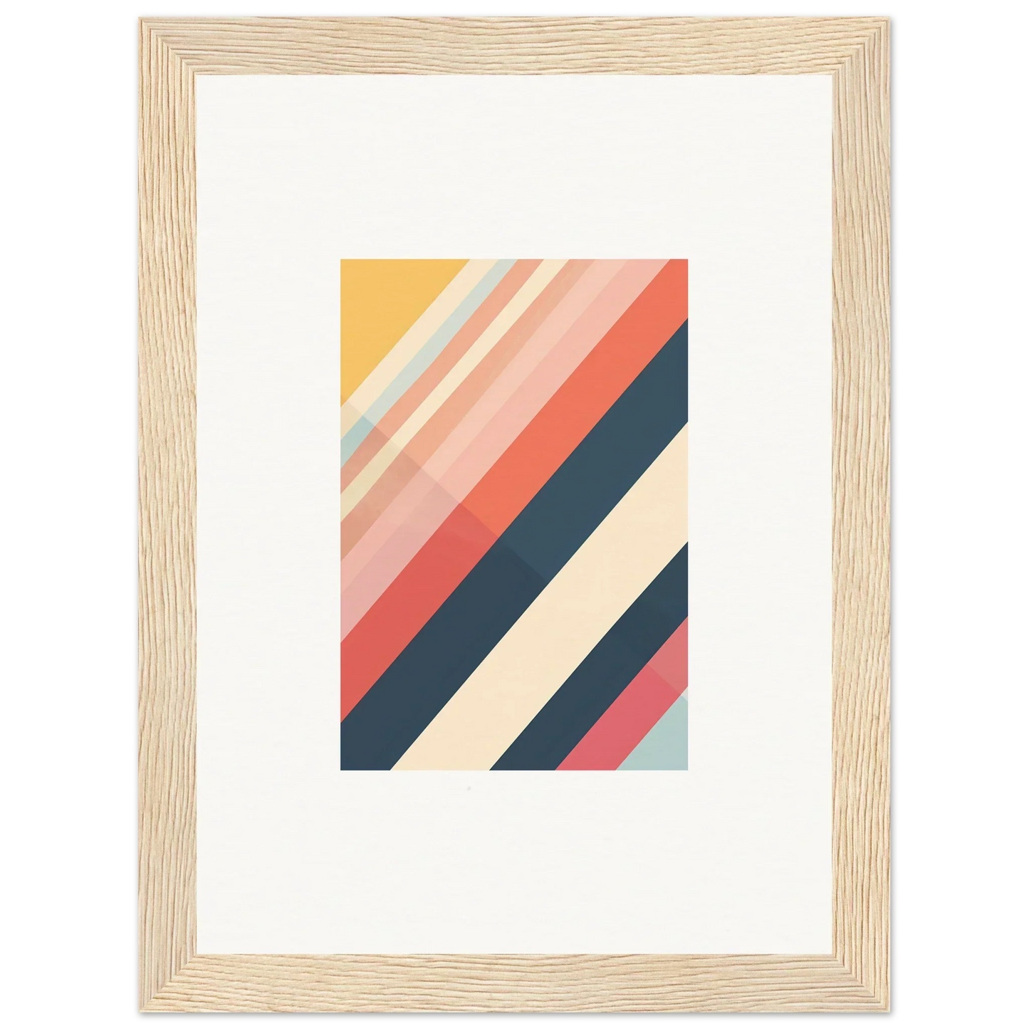 Framed wall art ’Chromatic Essence Shift’ with colorful diagonal stripes for room decor