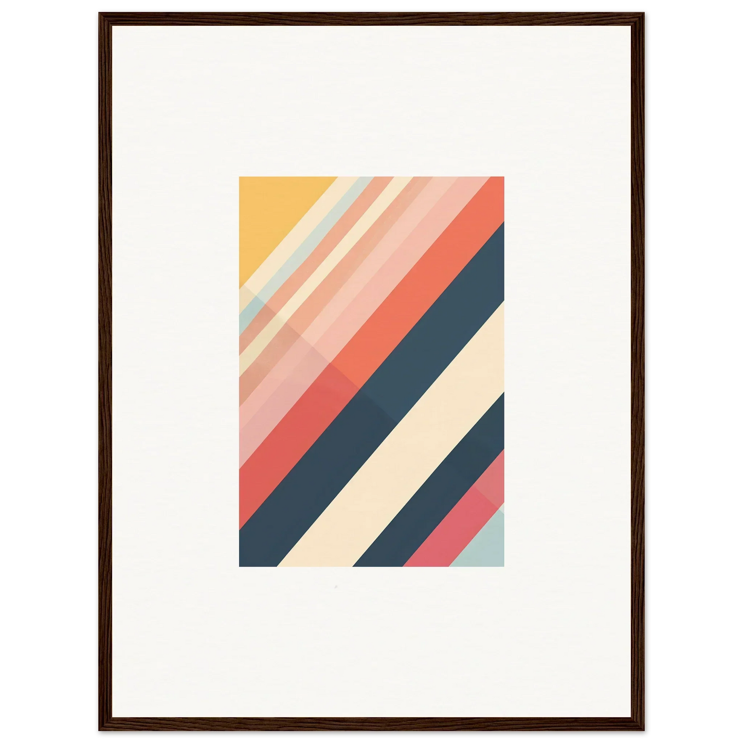 Framed wall art in pastel stripes, perfect for adding essence shift to room decor