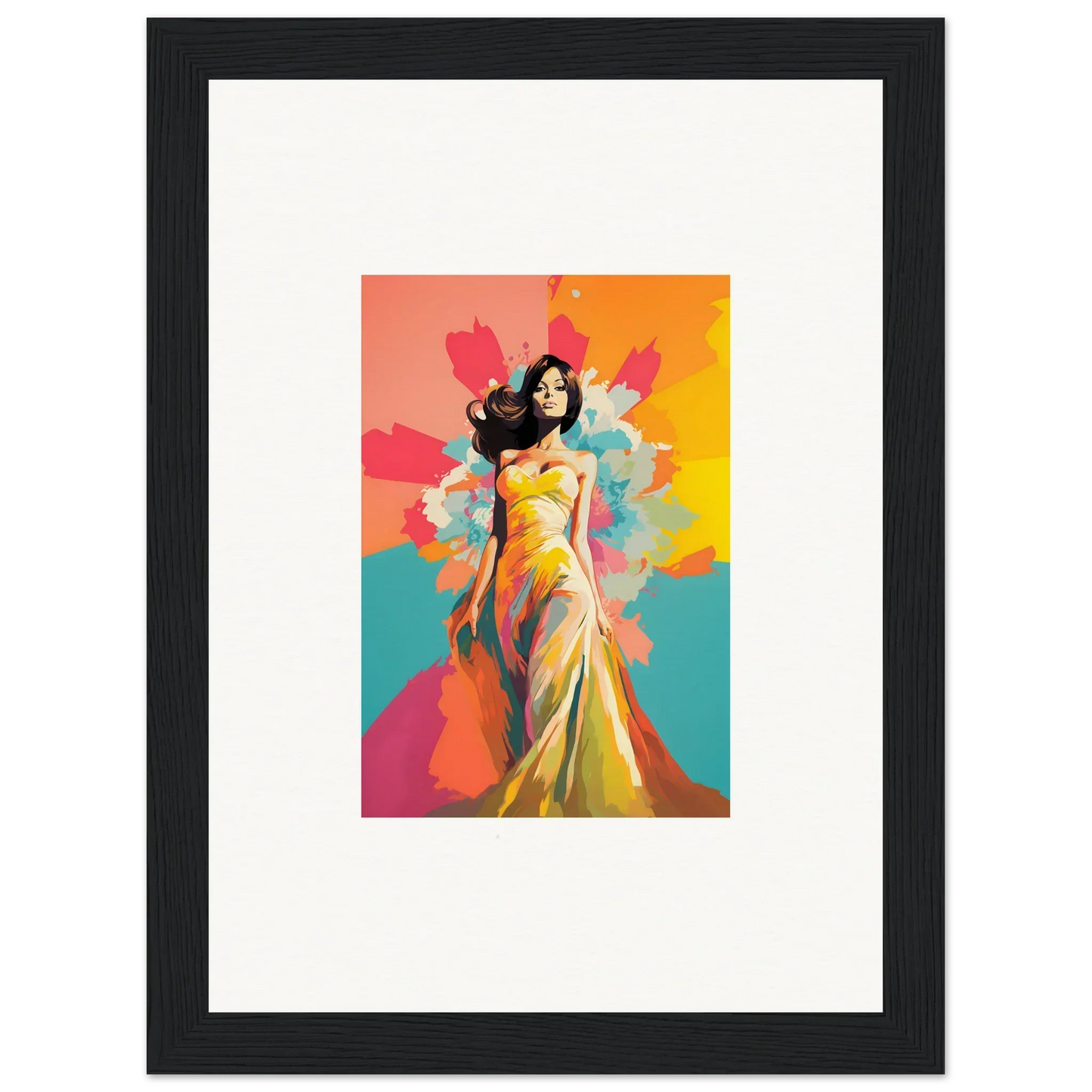 Colorful illustration of a figure in a yellow gown for Chromatic Evolutionary Reverie