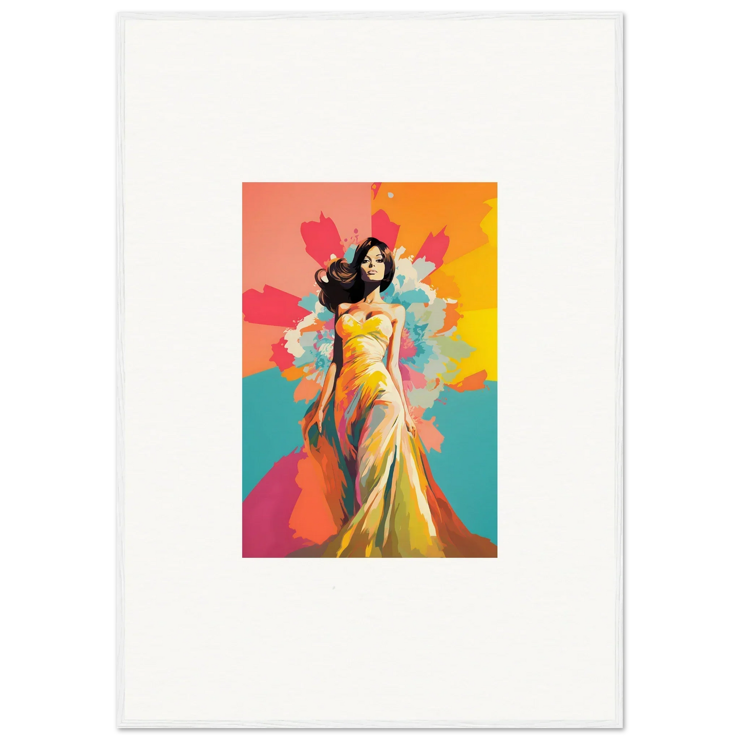 Colorful fashion illustration in a yellow gown from Chromatic Evolutionary Reverie art