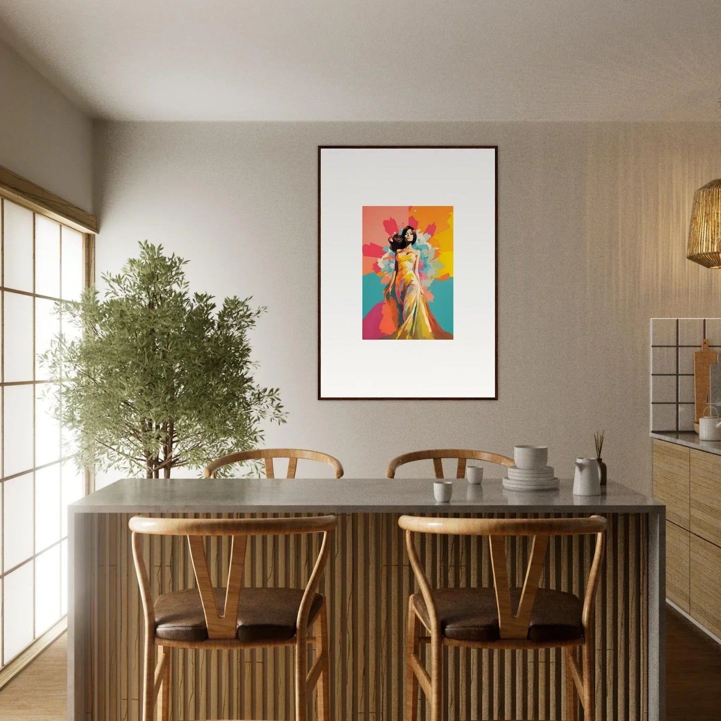 Stylish Modern dining table with wooden chairs from Chromatic Evolutionary Reverie