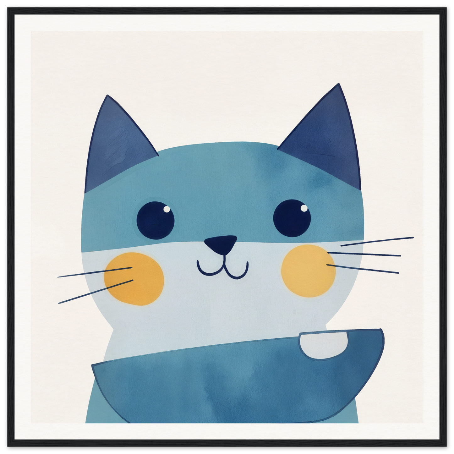 Cute cartoon cat with blue fur and orange cheeks from Chromatic Feline Gleam
