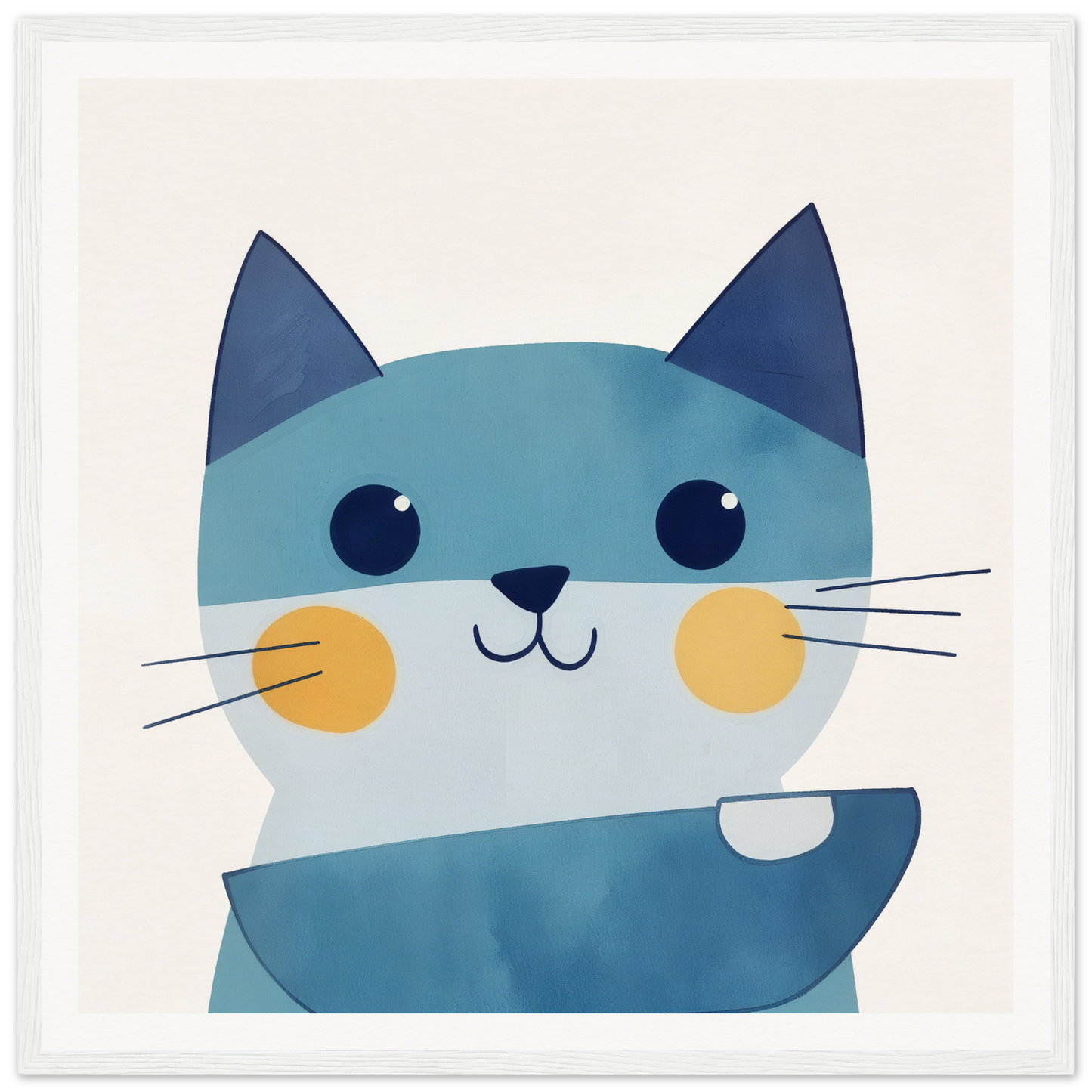 Cute cartoon cat with blue fur and orange cheeks from Chromatic Feline Gleam