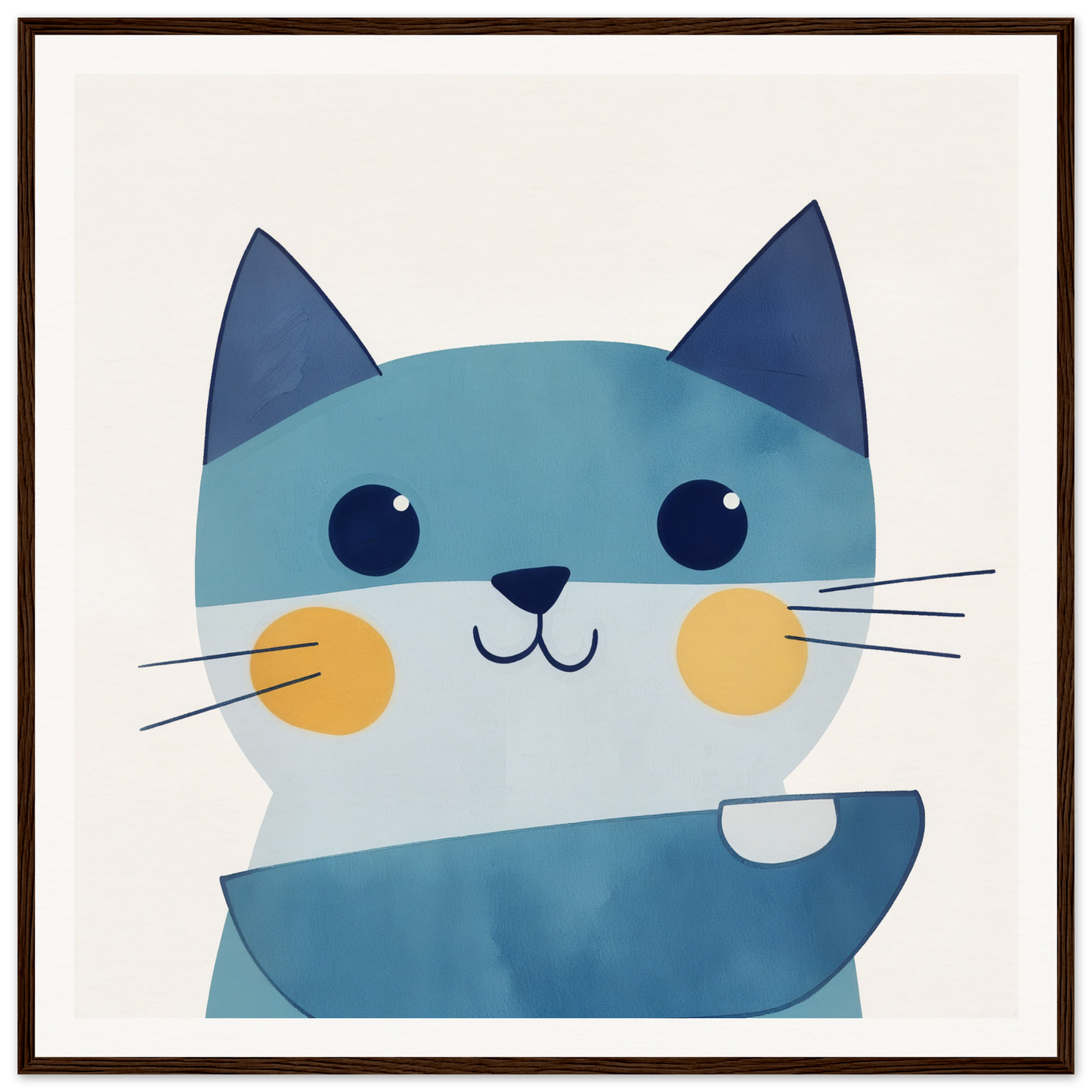 Cute cartoon cat with blue fur and orange cheeks from Chromatic Feline Gleam