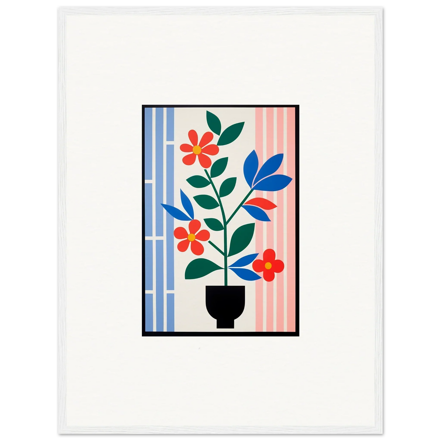 Stylized potted plant with colorful flowers for vibrant room decor and Flora Enigma art