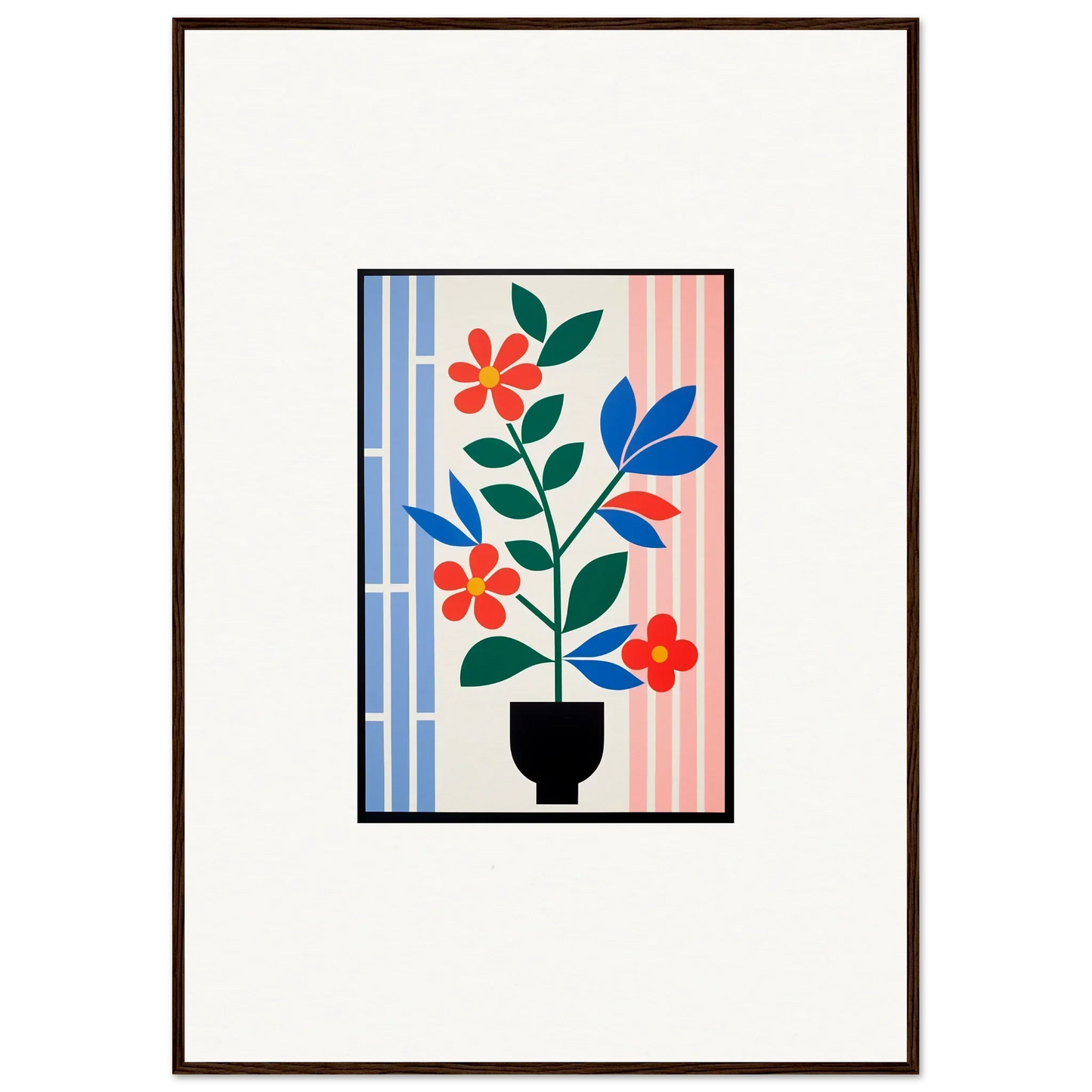 Stylized illustration of colorful flora enigma potted plant for vibrant room decor