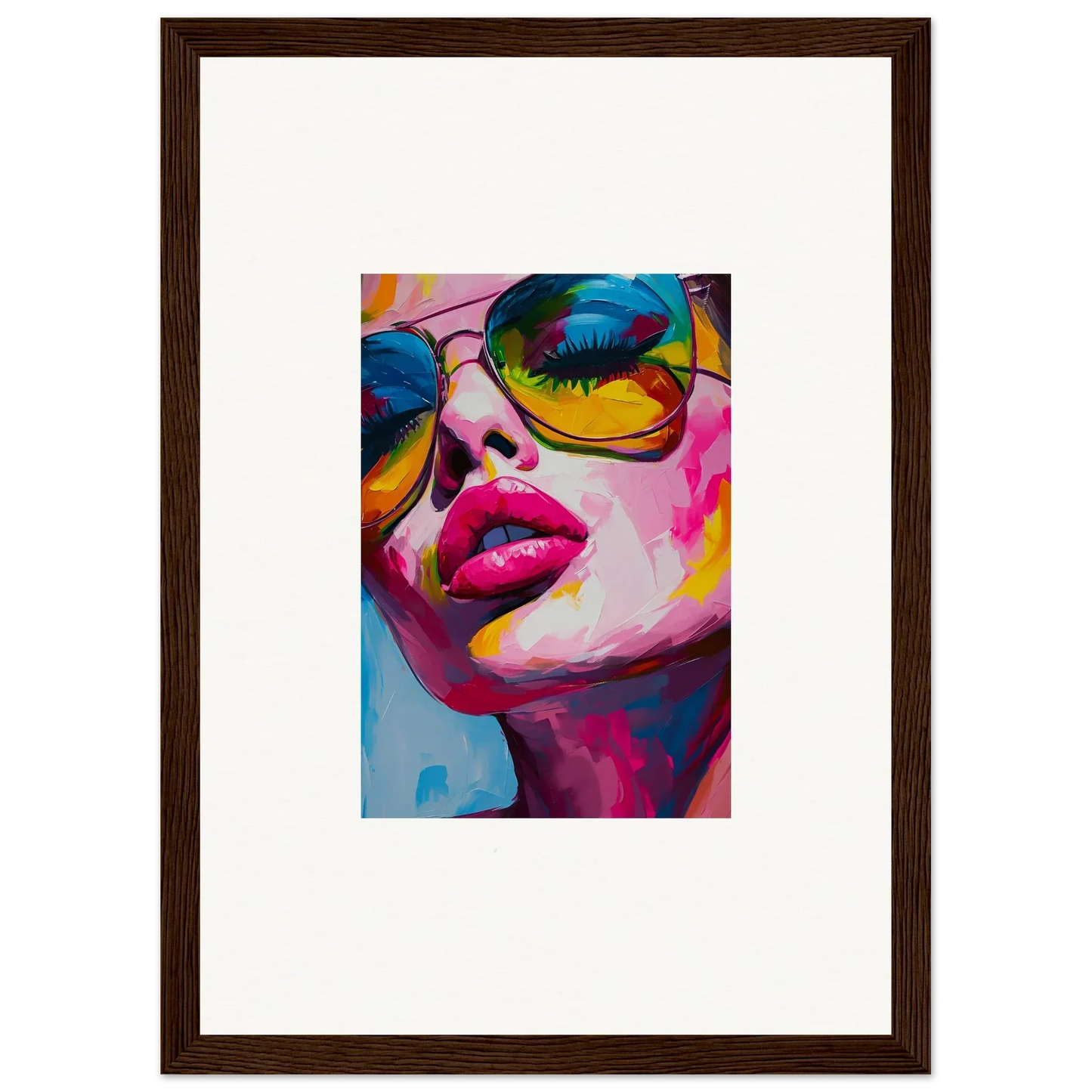 Colorful pop art portrait of a woman, perfect for vibrant room decor or framed wall art