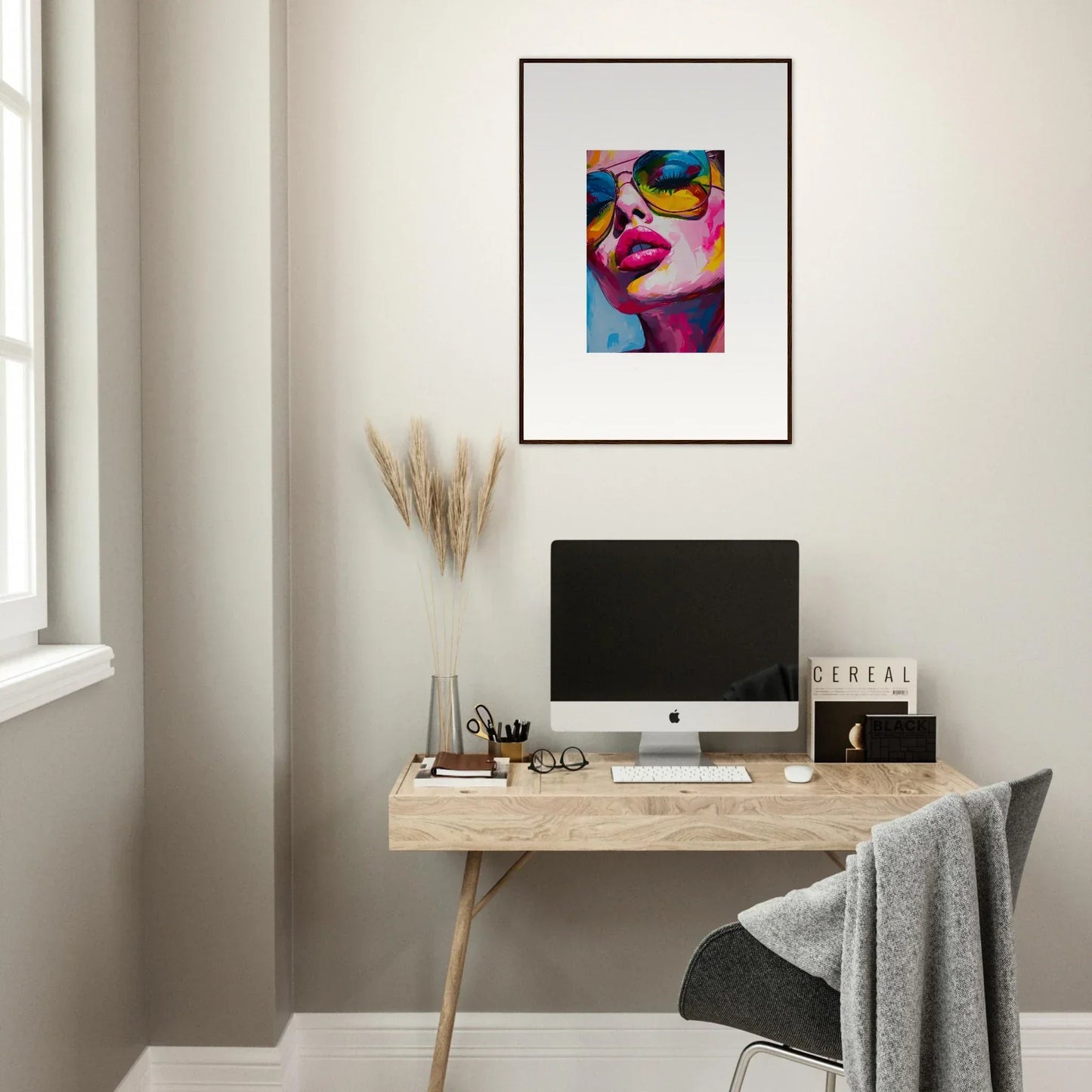 Colorful pop art portrait for vibrant room decor, framed wall art with Reverie Gaze theme