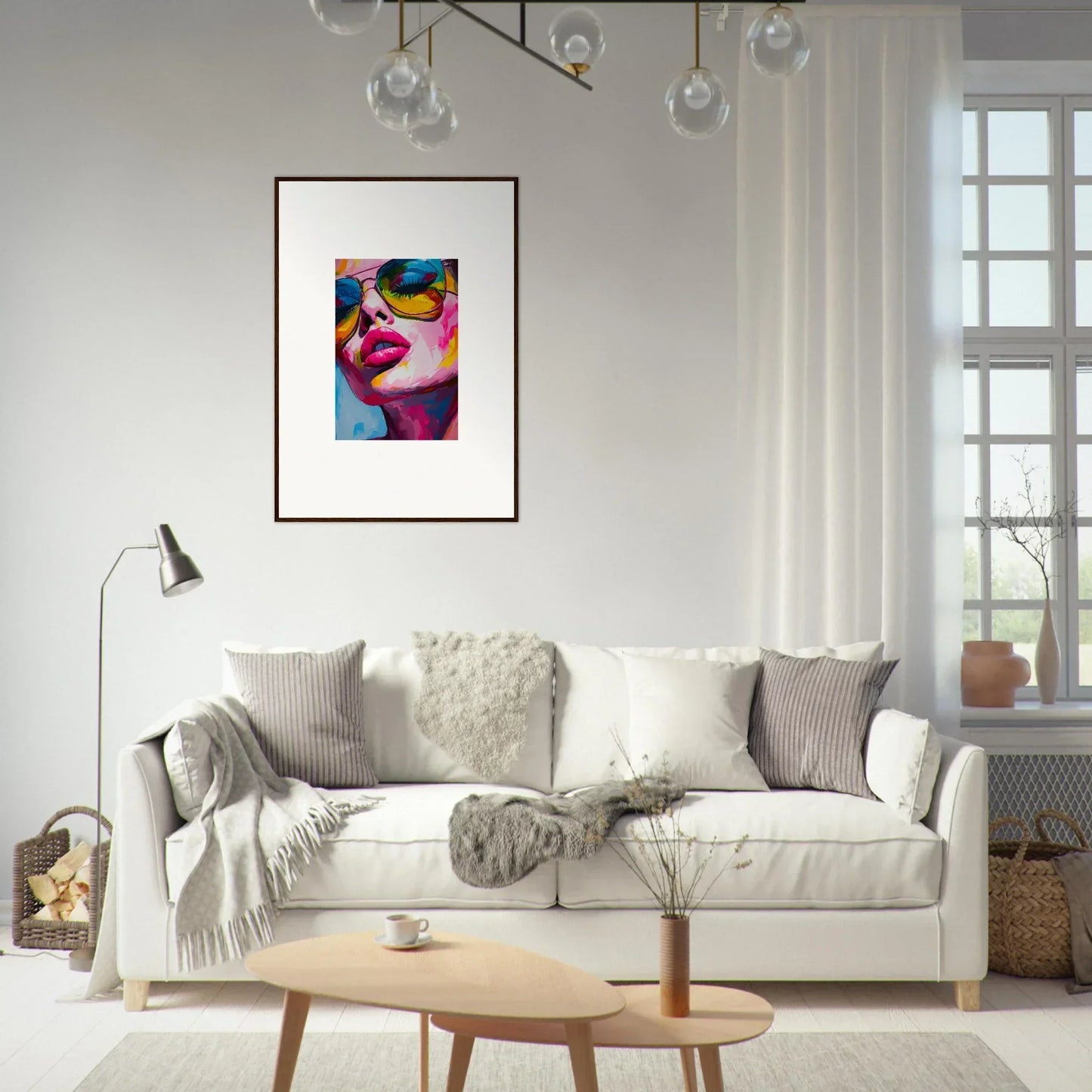Colorful abstract portrait in a white frame, perfect for Room Decor and Framed Wall Art