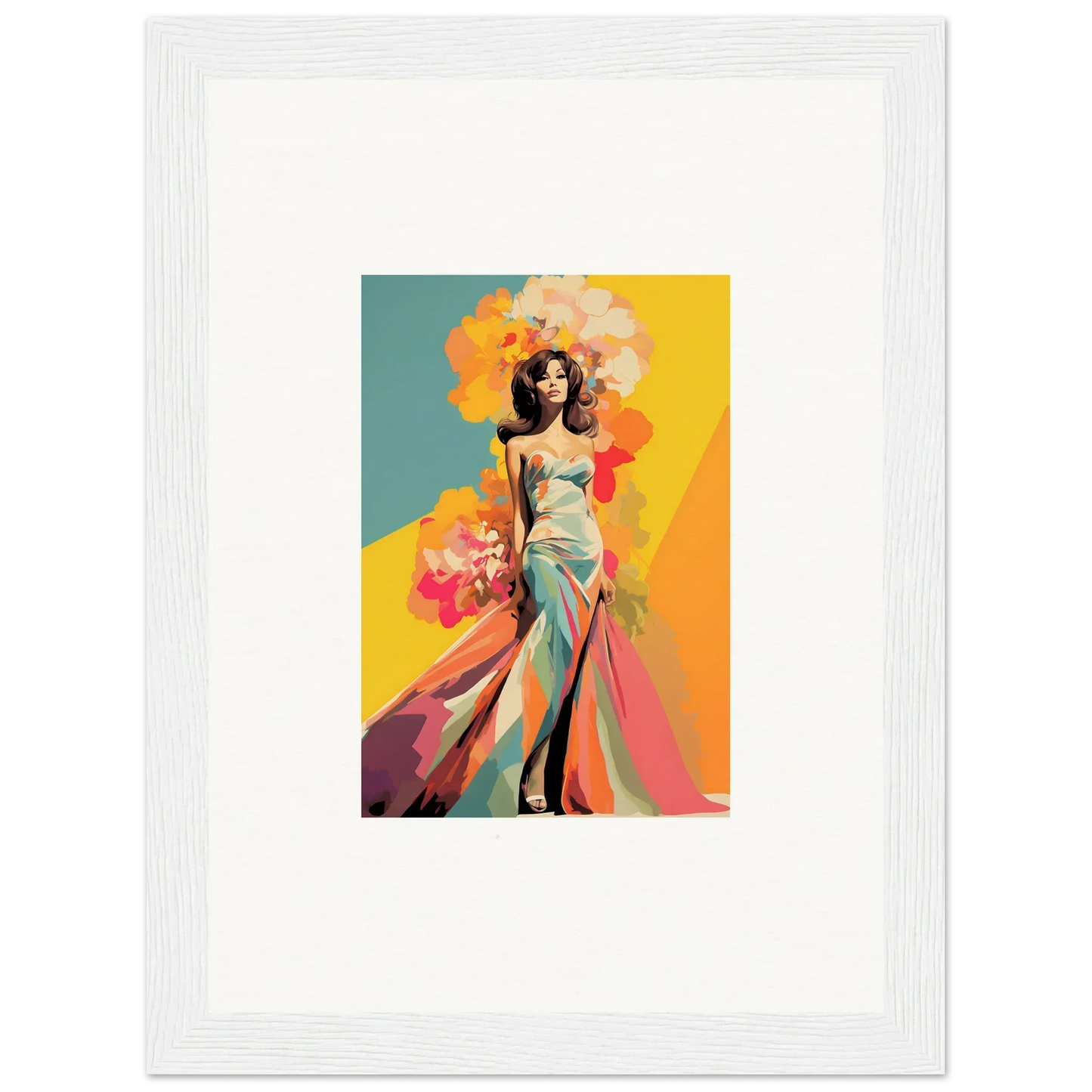 Stylized fashion illustration of a figure in a turquoise gown for Chromatic Sunset Muse