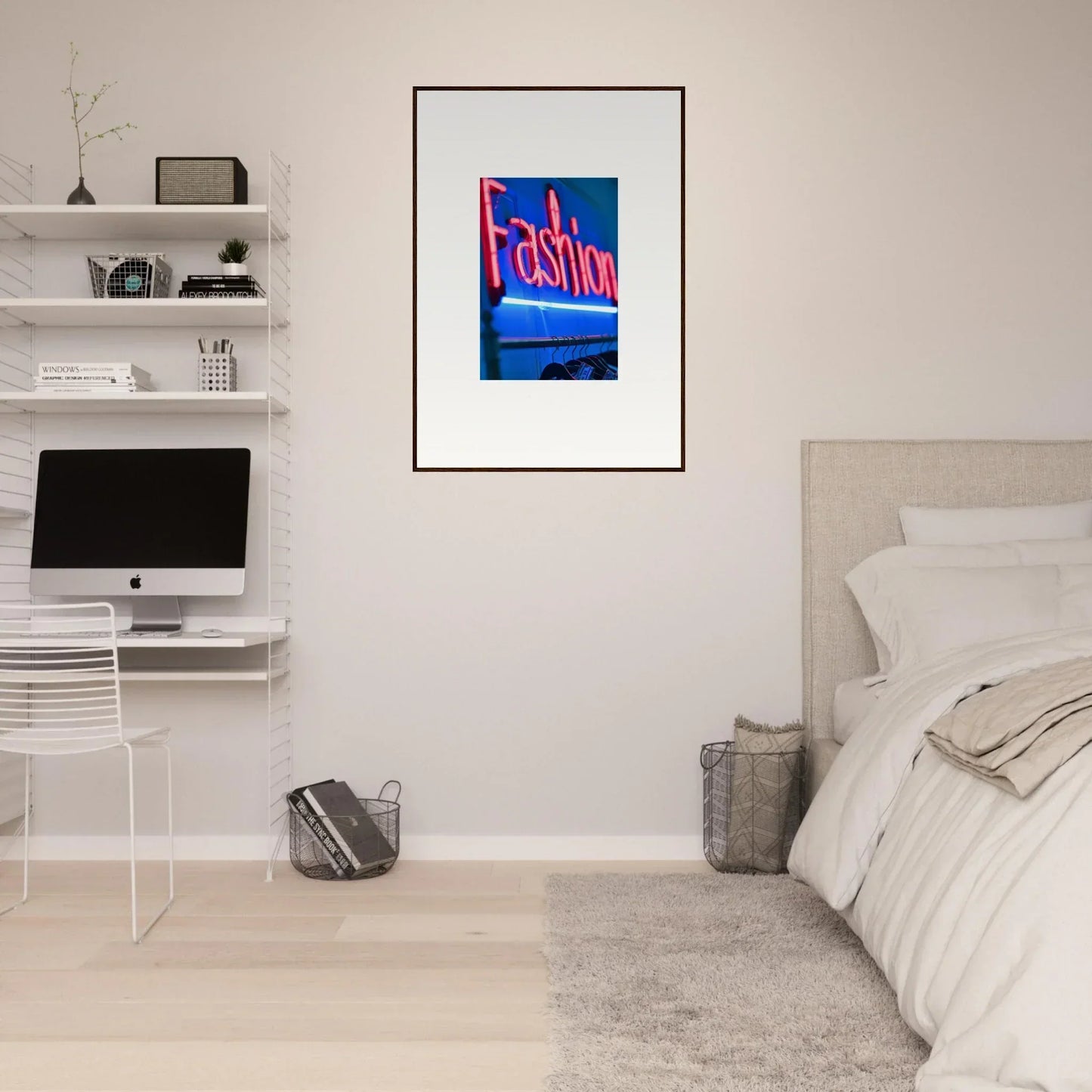 Framed wall art featuring neon Fashion lettering, perfect for Velvet Signature room decor