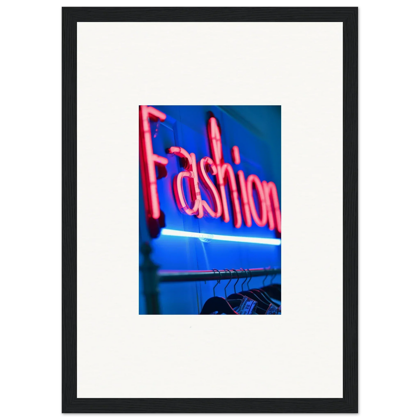 Bright pink neon Fashion sign for stylish Room Decor in Velvet Signature framed wall art
