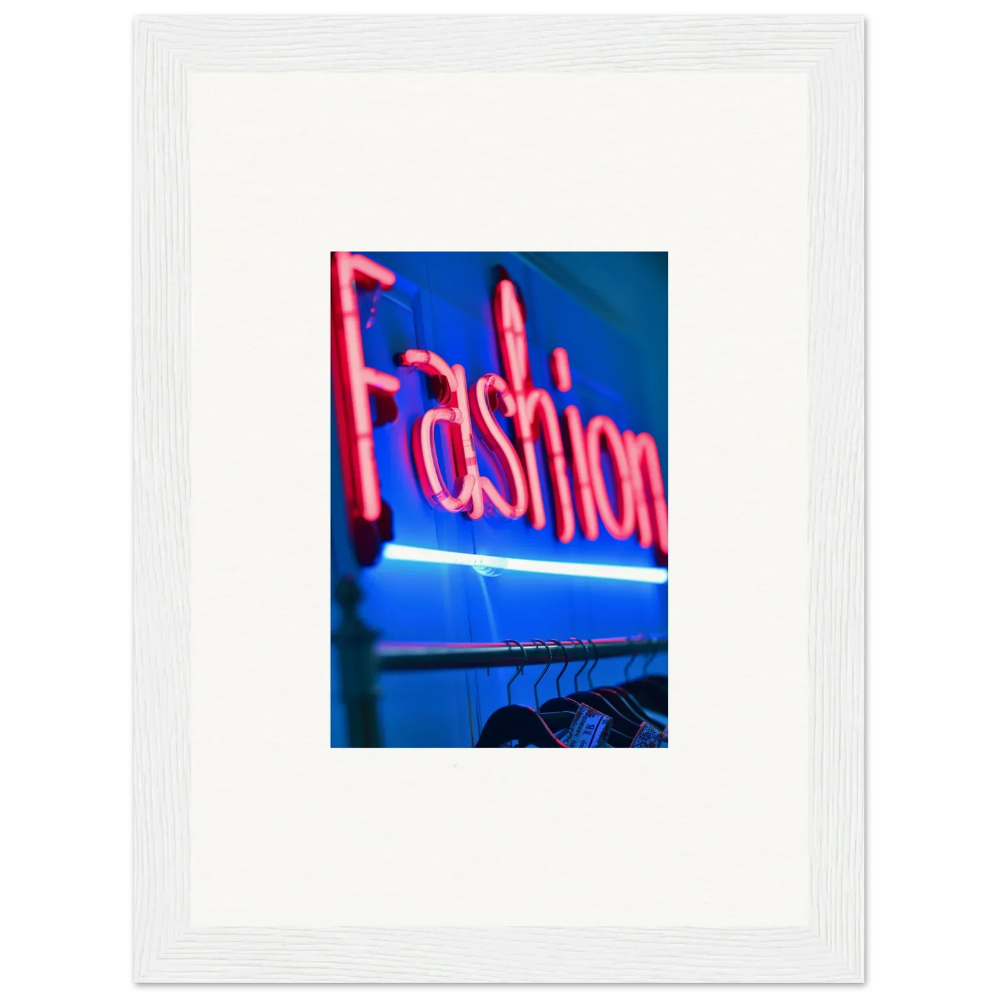 Neon Fashion sign in pink on blue, perfect for Velvet Signature room decor or art