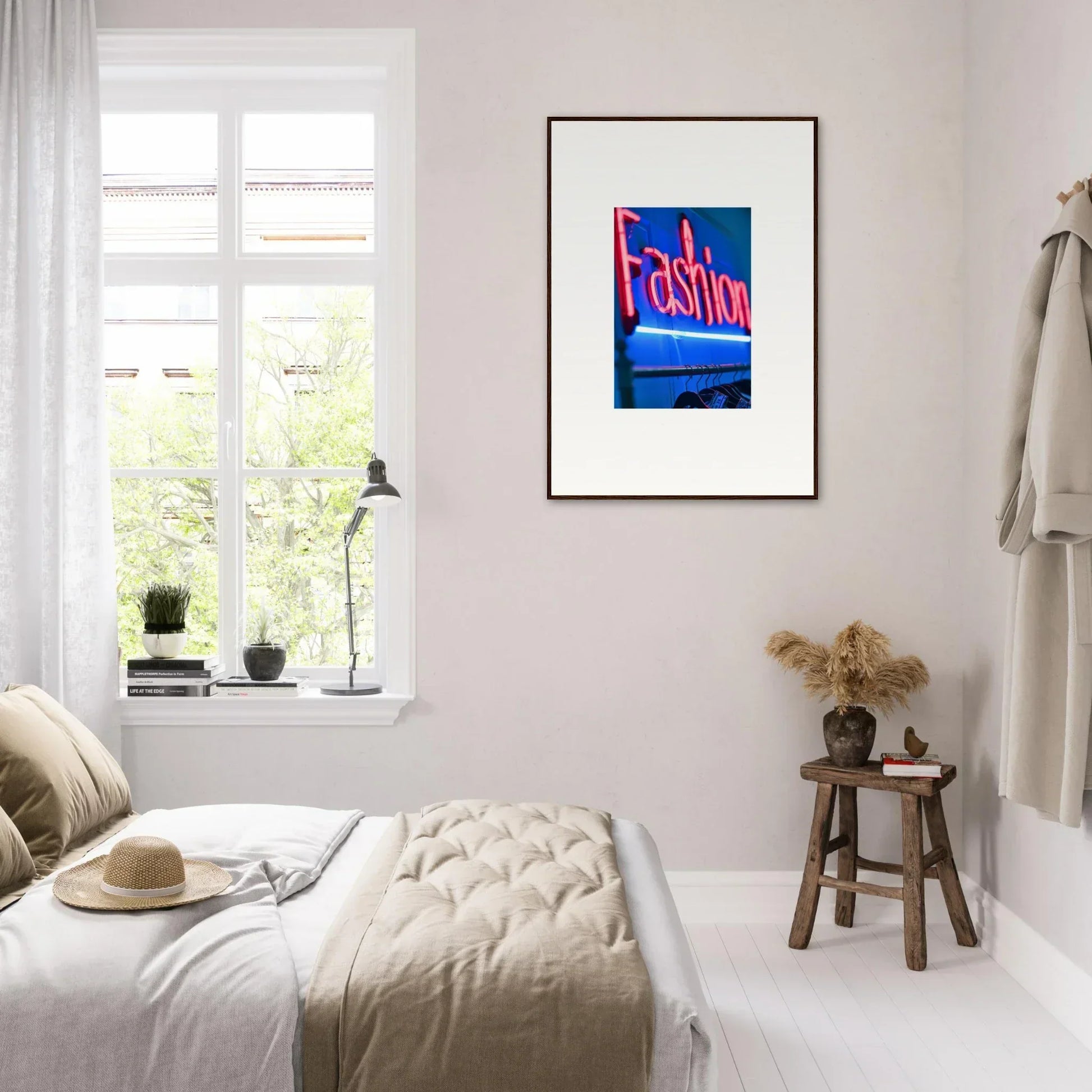 Bright framed wall art featuring the word Fashion for stylish velvet signature room decor