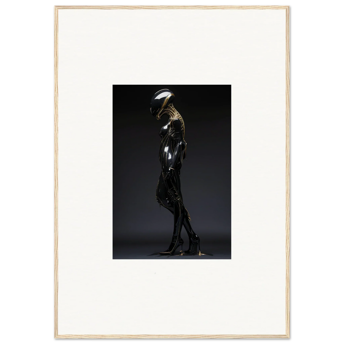 Sleek black sculpture of a human figure for galactic serendipity room decor