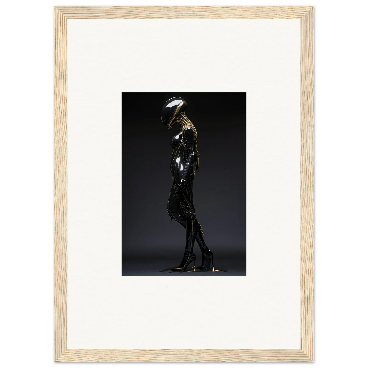 Sleek black humanoid sculpture, a perfect addition to Galactic Serendipity room decor