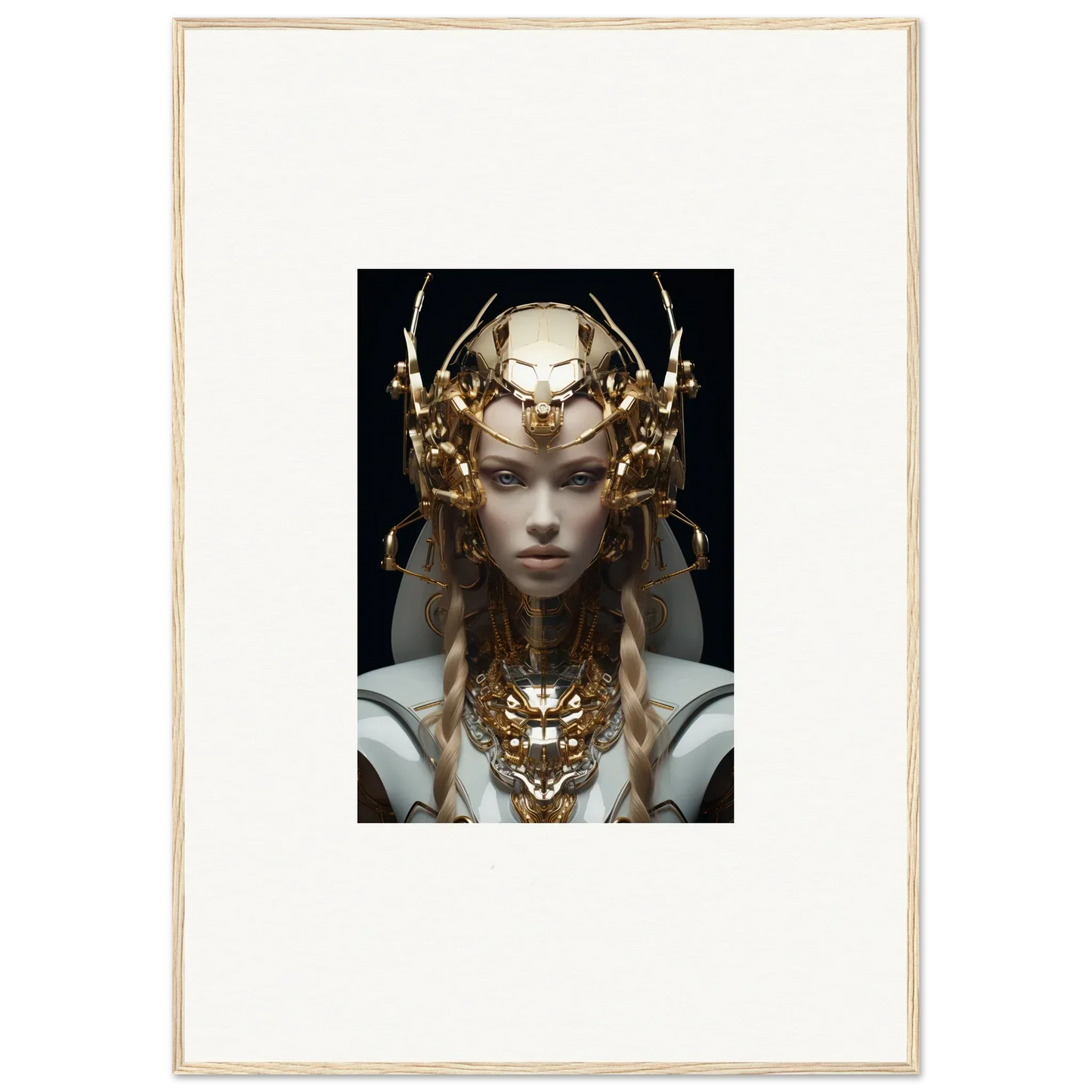 Portrait of a figure in golden headdress, ornate jewelry for Virtual Echo room decor