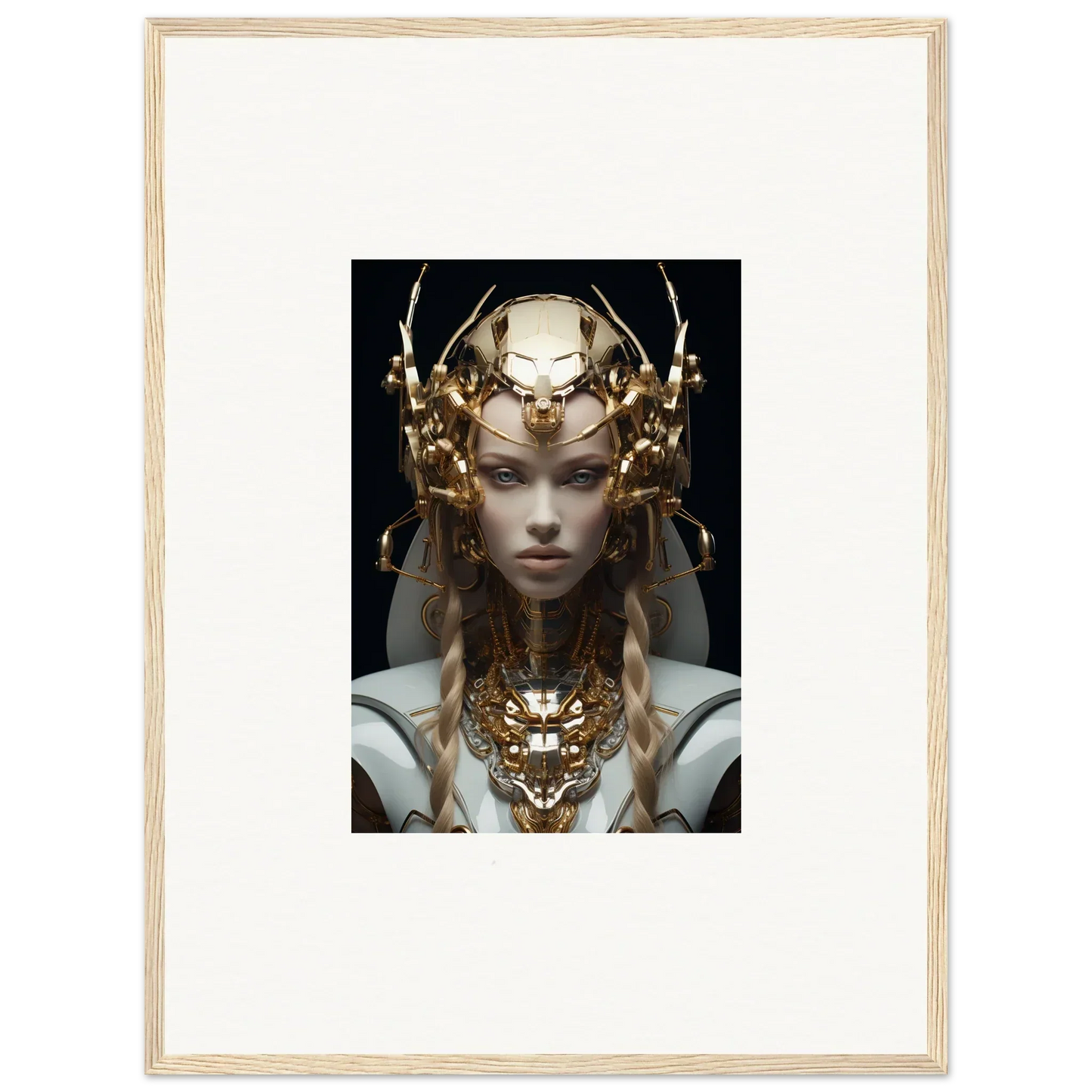 Ornate portrait showcasing a figure with golden headdress, perfect for Virtual Echo room decor