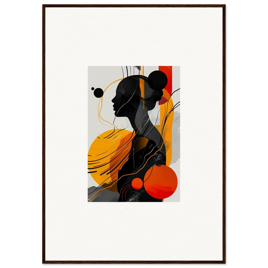 Abstract silhouette of a woman’s profile with vibrant yellow and orange for room decor