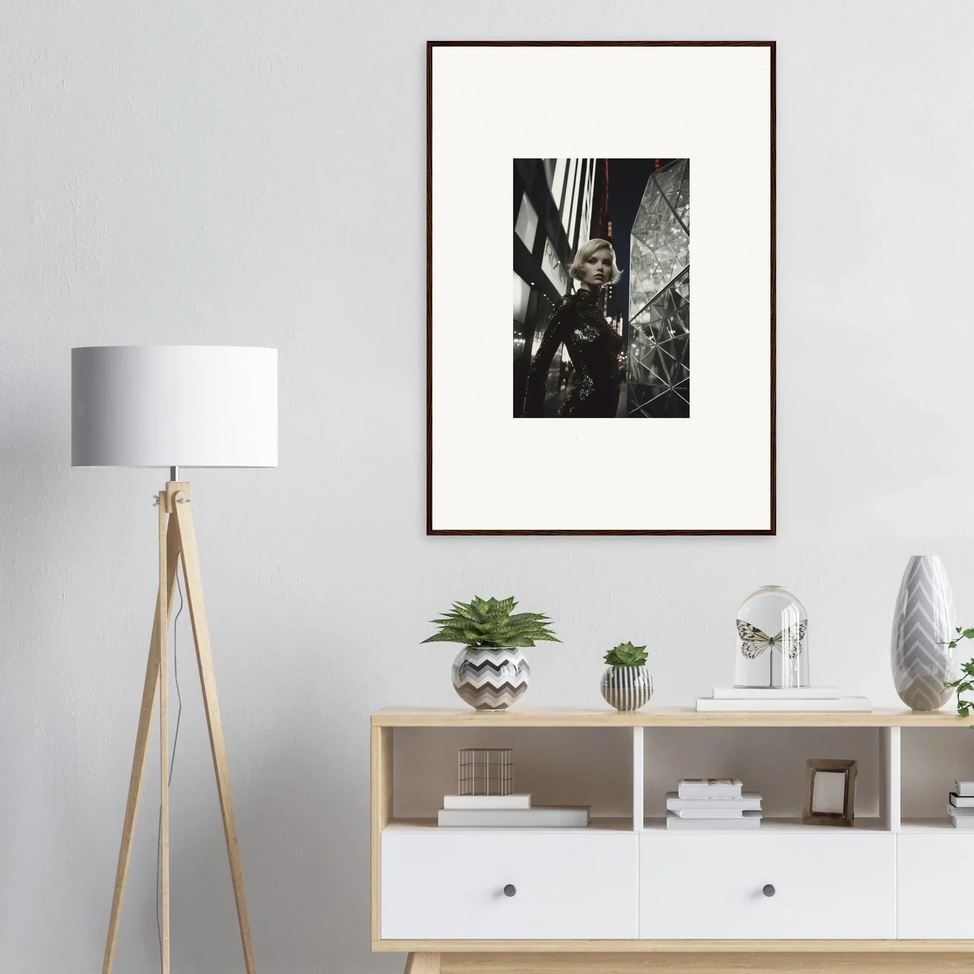 Framed black and white photograph for stylish room decor and elegant wall art