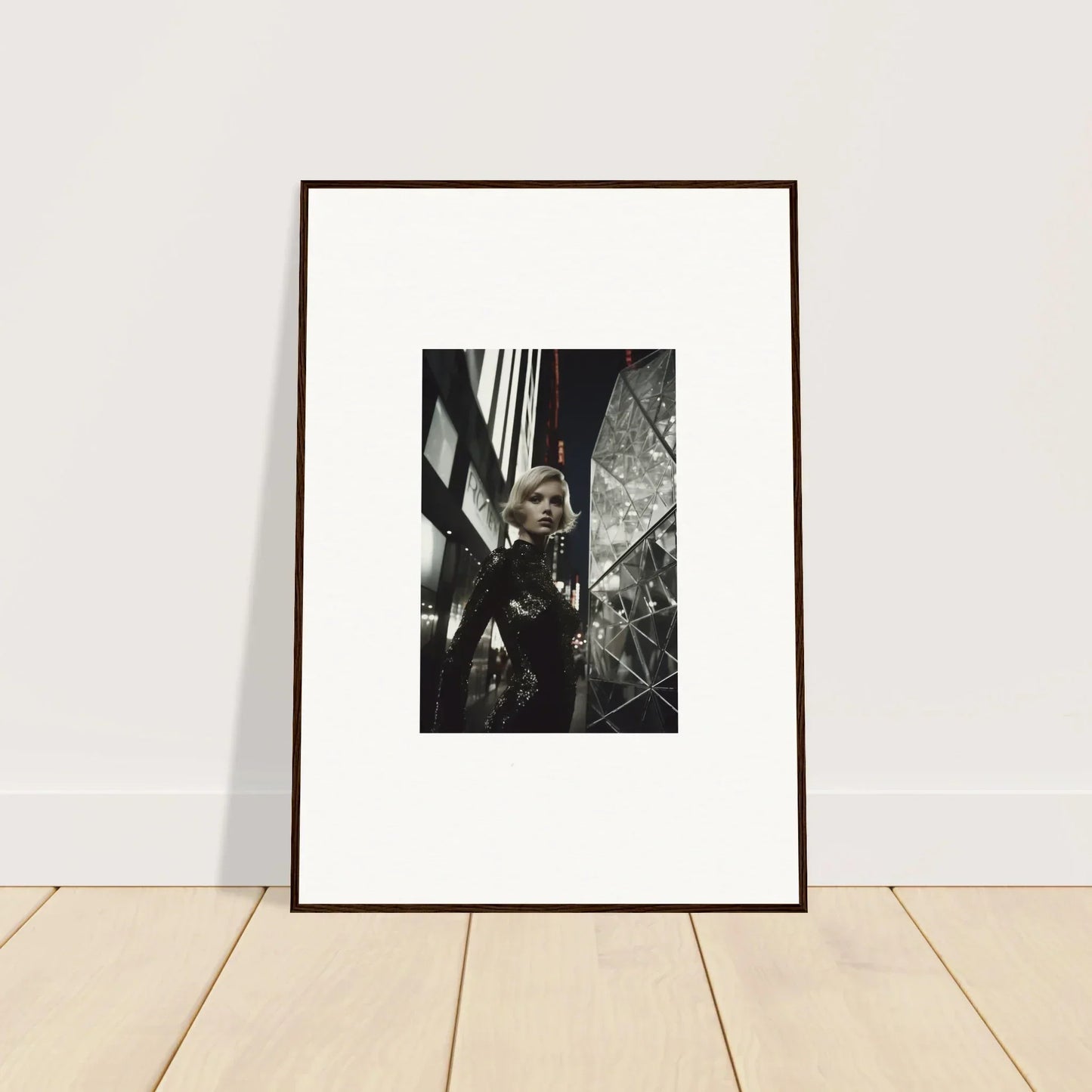 Framed black and white photograph of a person for stylish room decor or wall art
