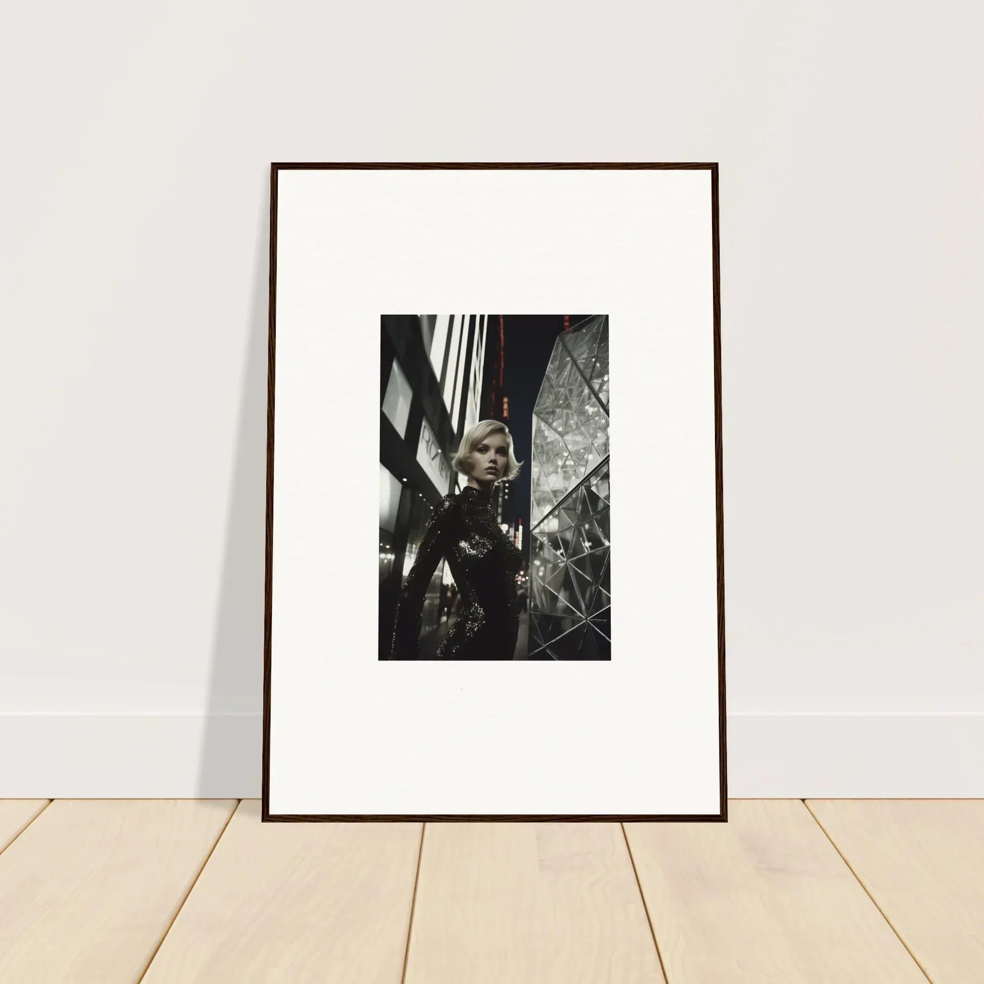 Framed black and white photograph of a person for stylish room decor or wall art