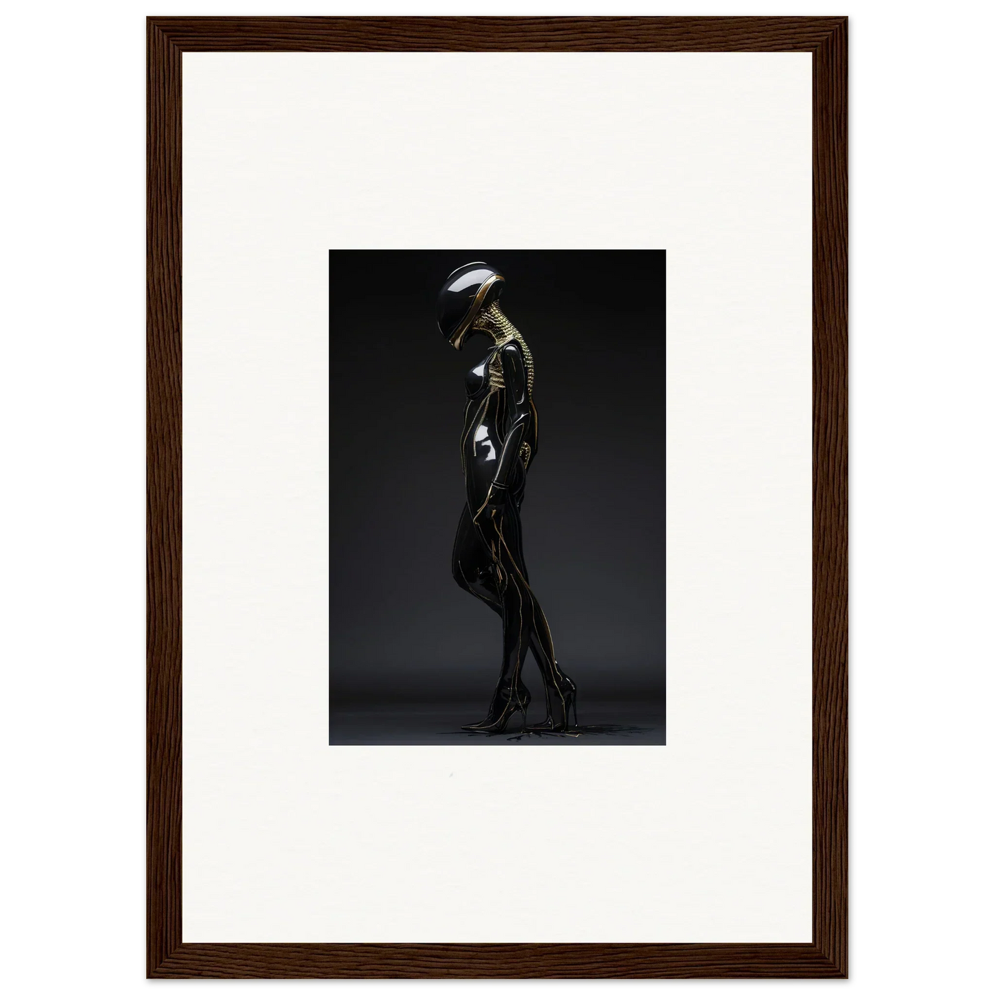 Skeletal figure wearing a hat, a unique addition to room decor and framed wall art