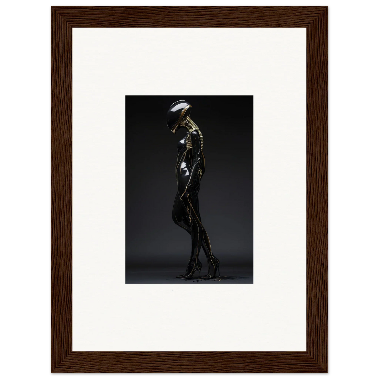 Skeletal figure in a stylized pose for elegant room decor framed wall art