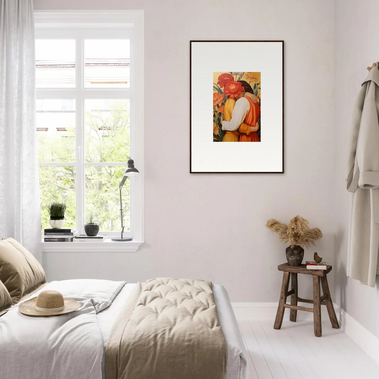 Framed canvas print of intimate liquescence with figure and vibrant fruits for room decoration
