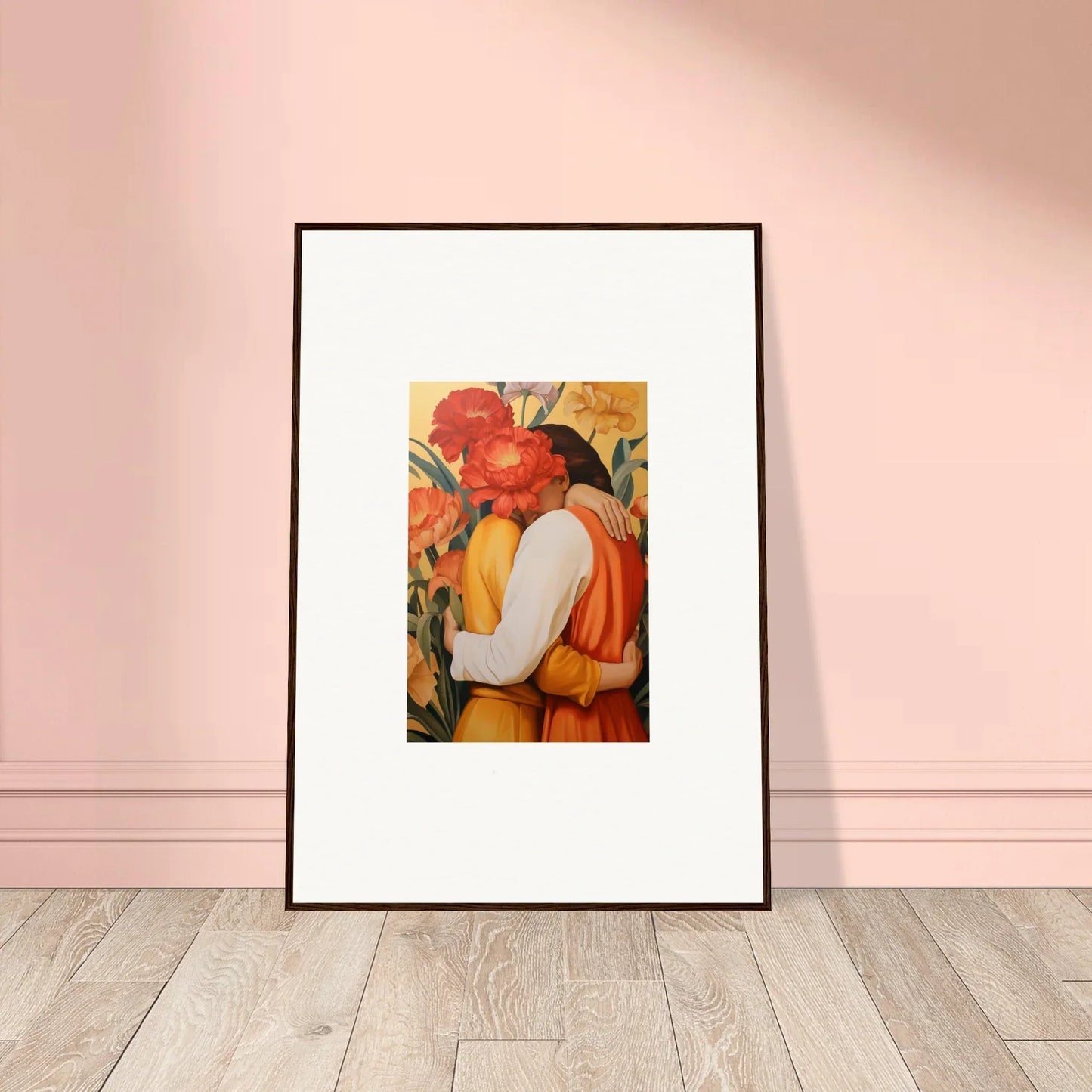 Framed canvas print of Intimate Liquescence in vibrant orange and red hues for room decoration