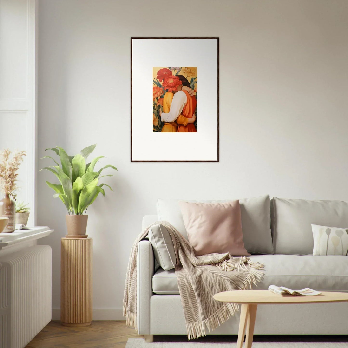 Colorful Intimate Liquescence canvas print of a couple embracing for cozy room decoration
