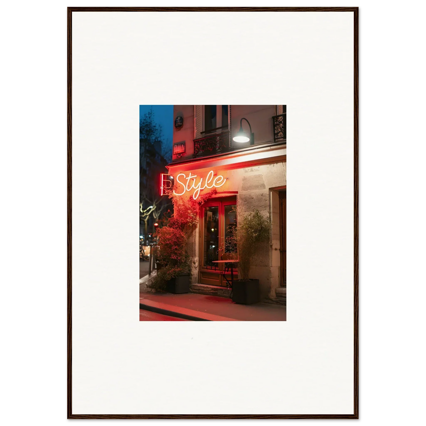 Framed canvas print of neon Style sign, perfect for room decoration and pavement glow vibes