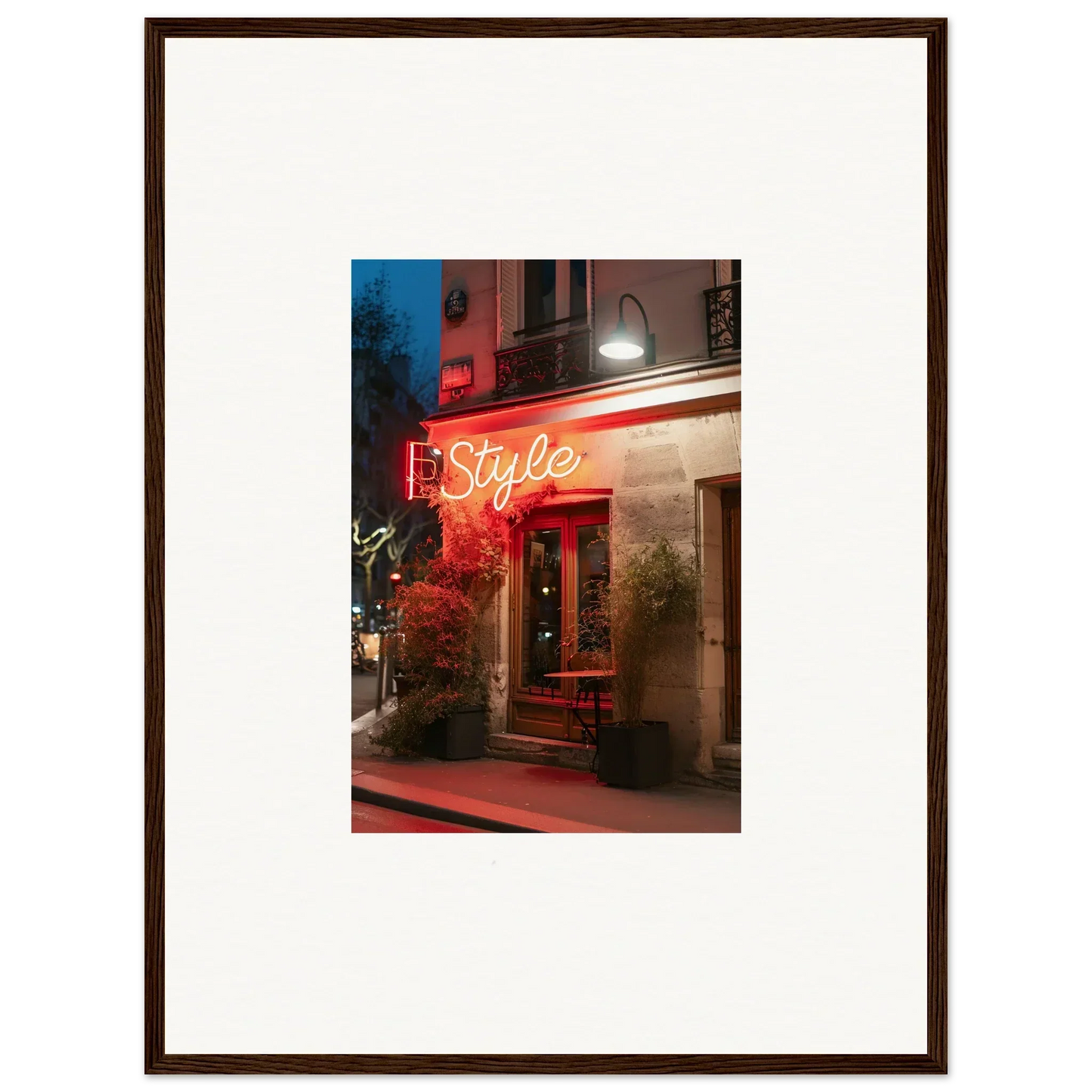 Framed canvas print of a neon Style sign storefront for cool room decoration