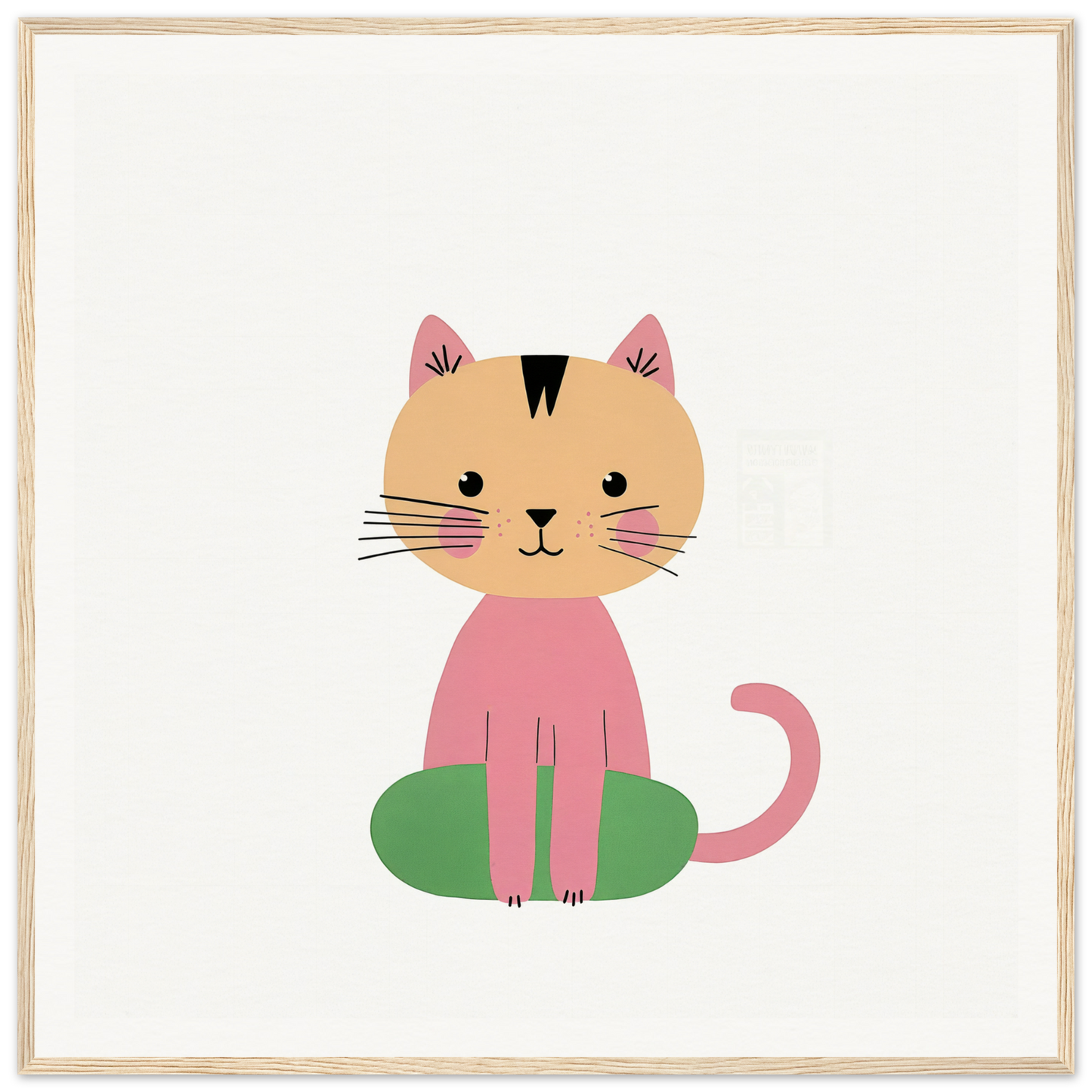Cute pink-furred cat on green cushion, embodying Contented Cat Bliss