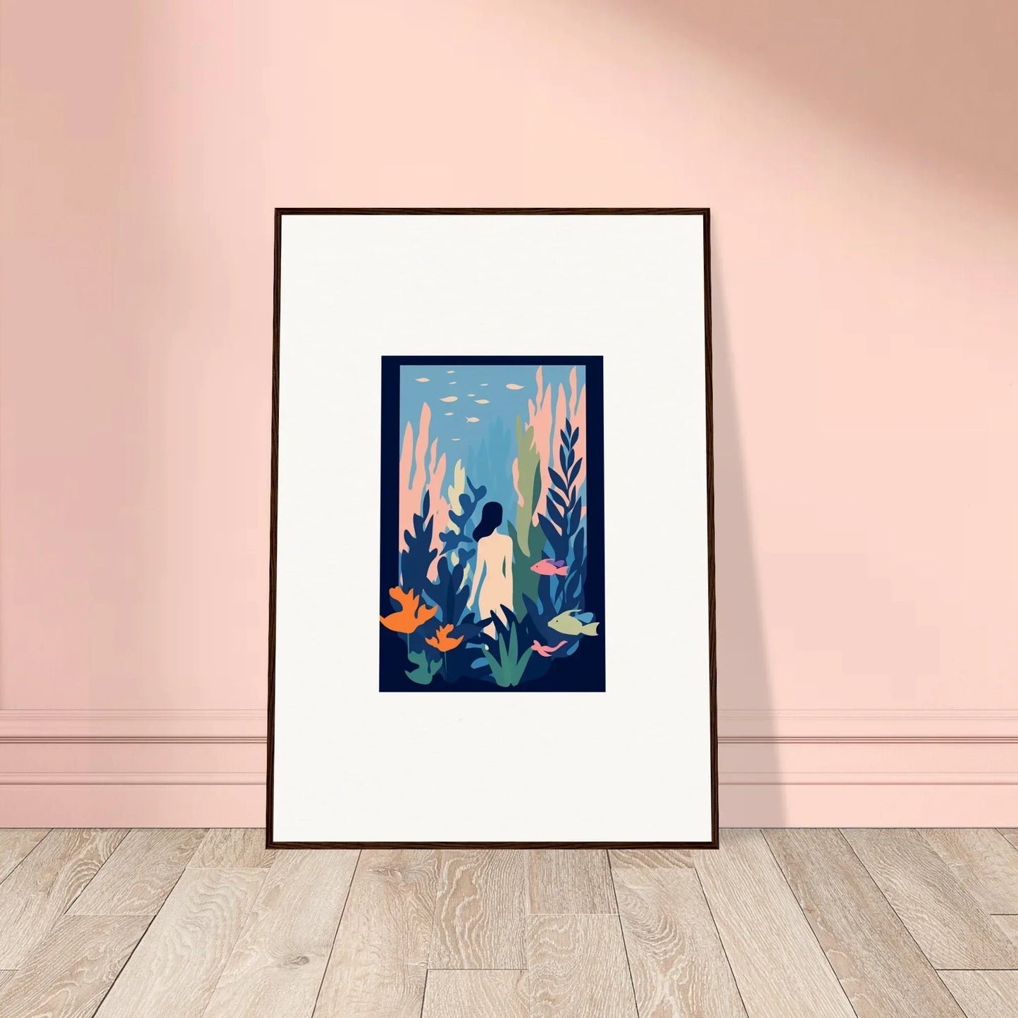 Framed canvas print of Cosmic Kelp Dream with a vibrant underwater scene for room decoration