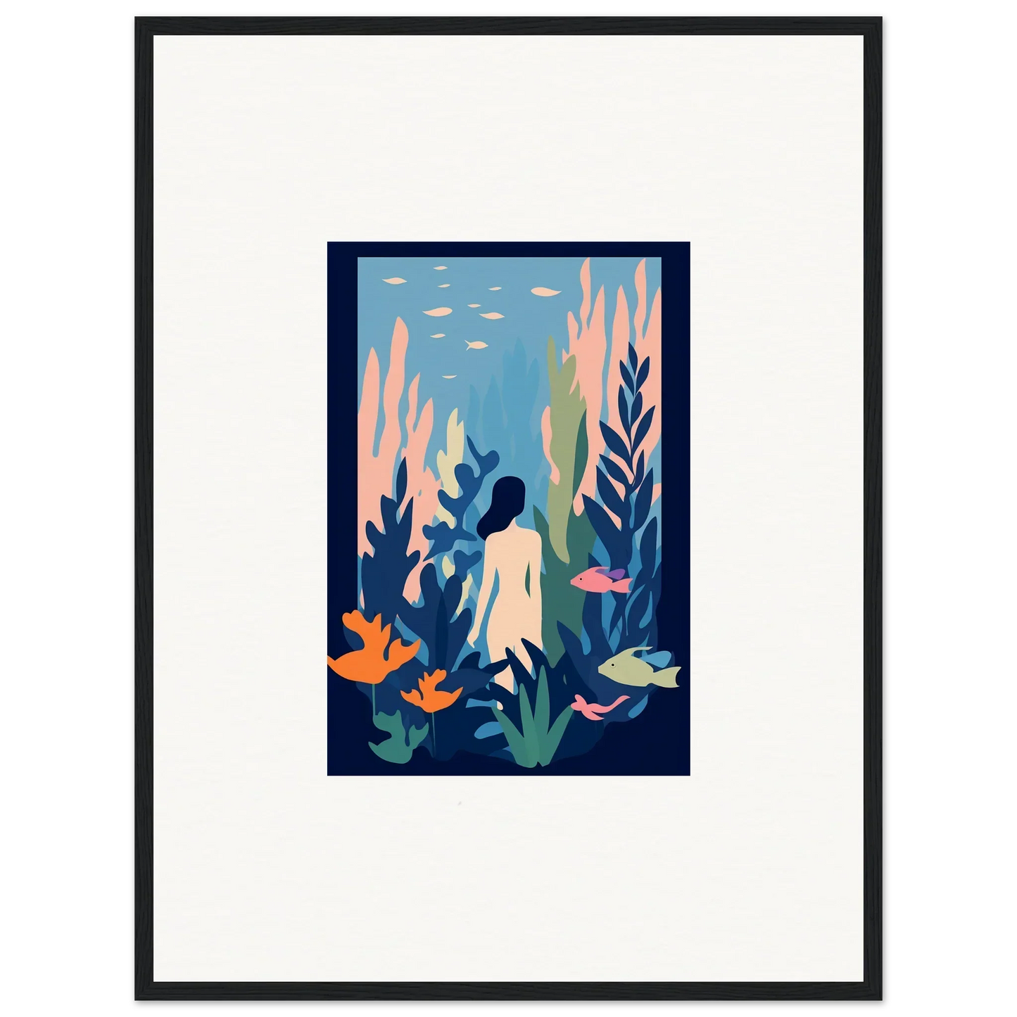 Framed Cosmic Kelp Dream canvas print with vibrant underwater scene for room decoration