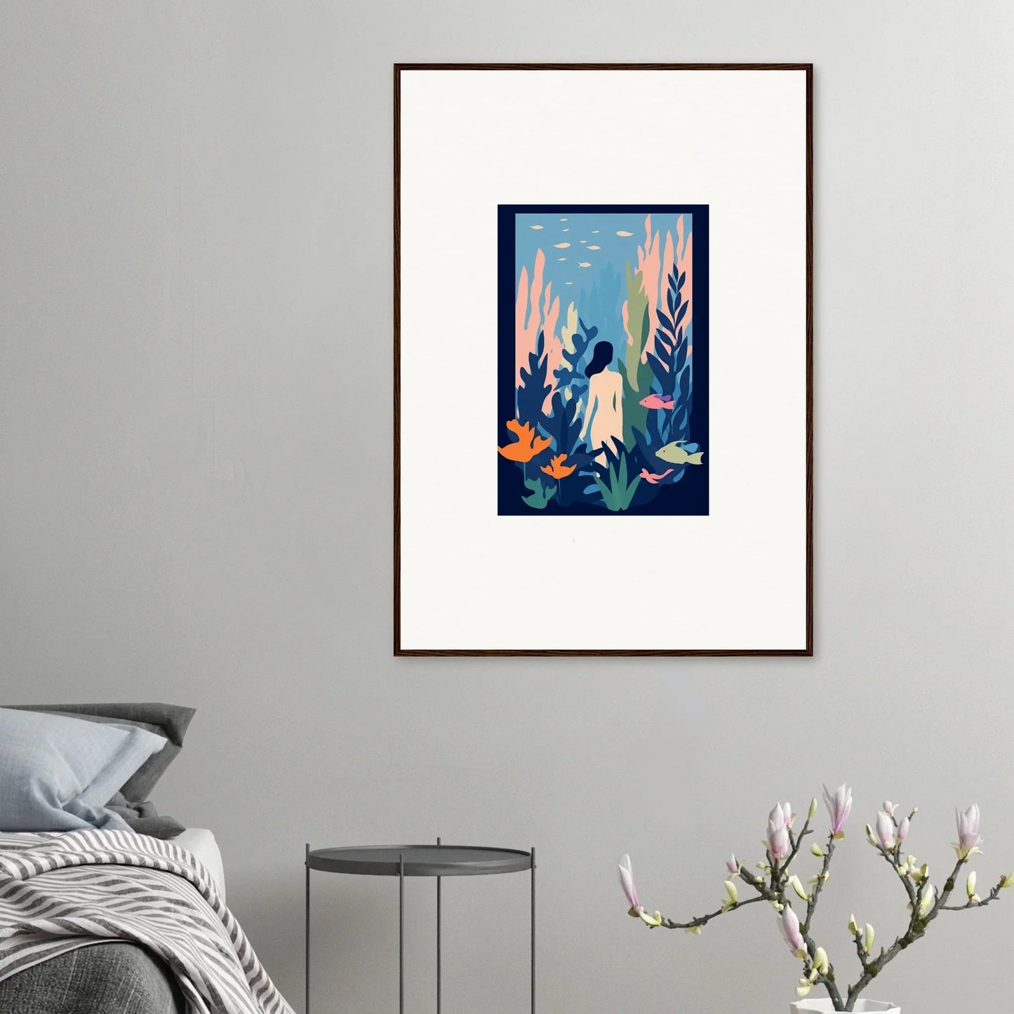 Colorful Cosmic Kelp Dream canvas print for vibrant room decoration with fish and plants