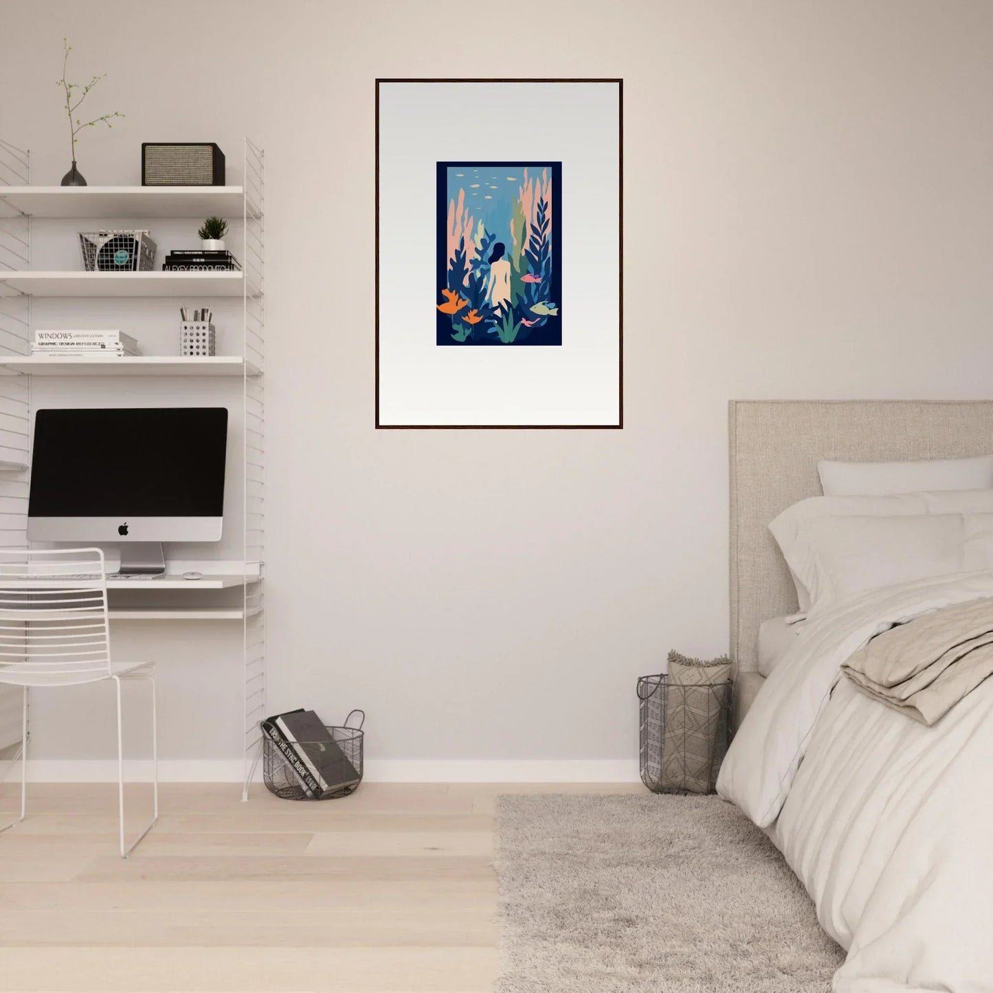Framed Cosmic Kelp Dream canvas print brightens up the wall with colorful abstract art
