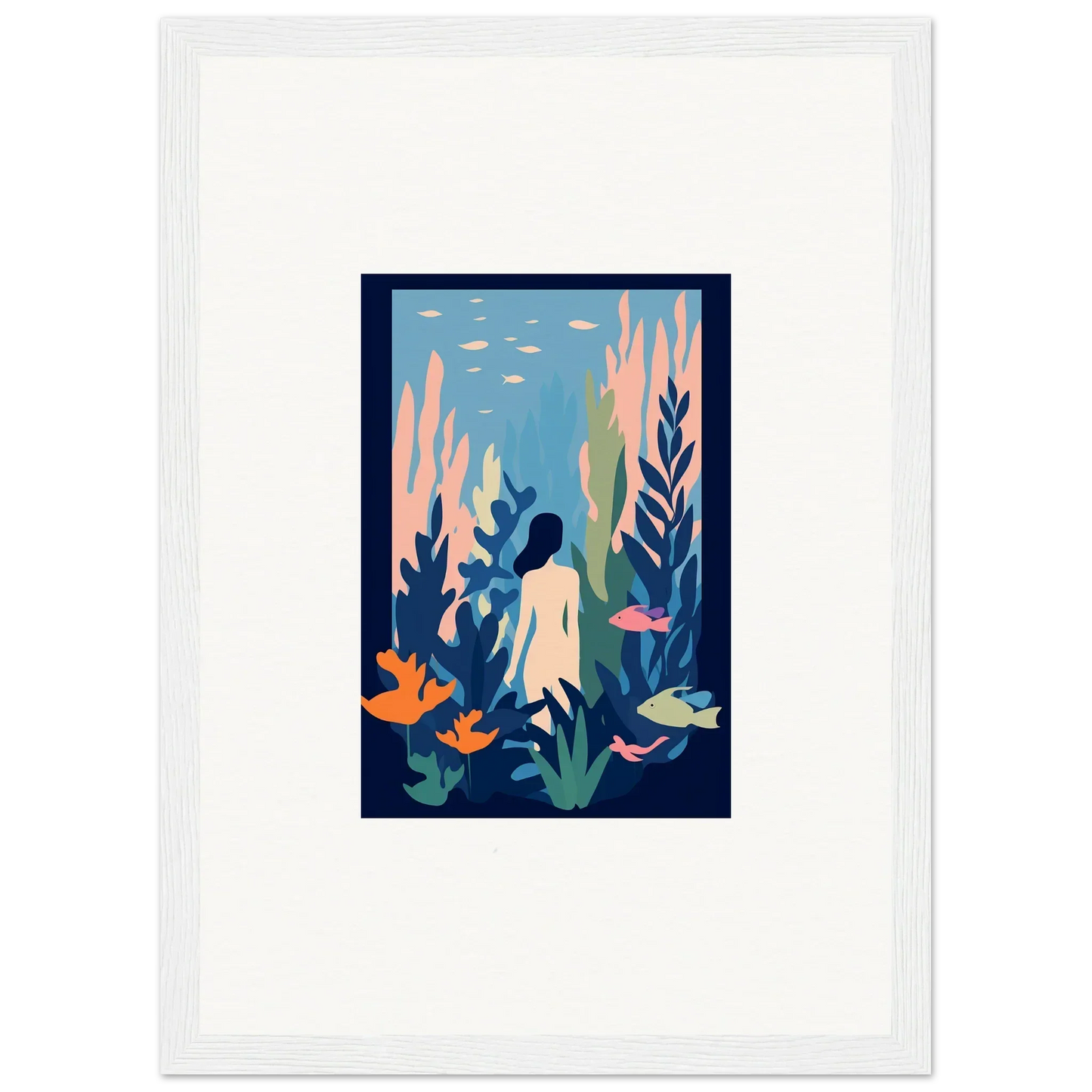 Framed Cosmic Kelp Dream canvas print of a vivid underwater scene for room decoration