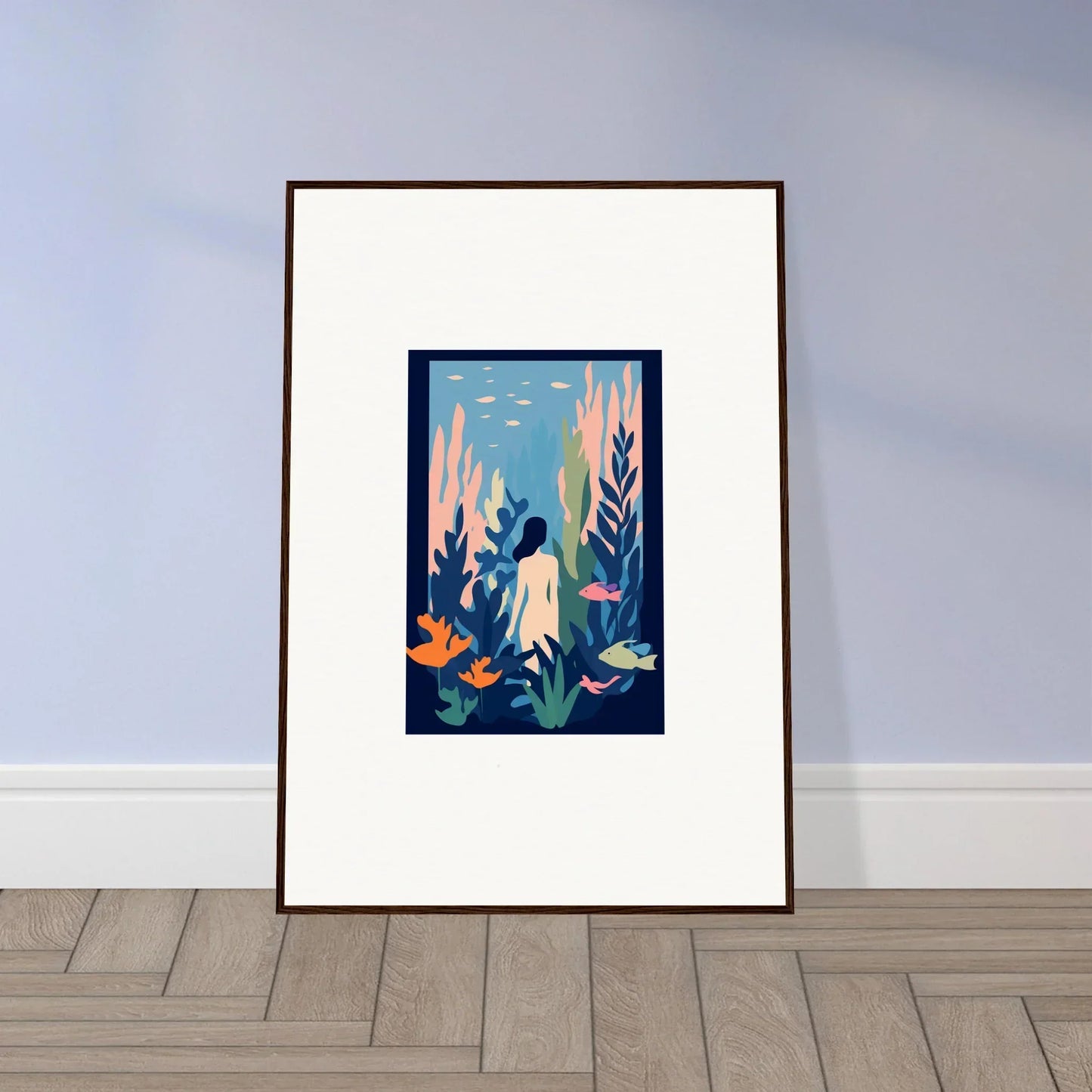 Framed Cosmic Kelp Dream canvas print adds vibrant underwater vibes to your room decoration