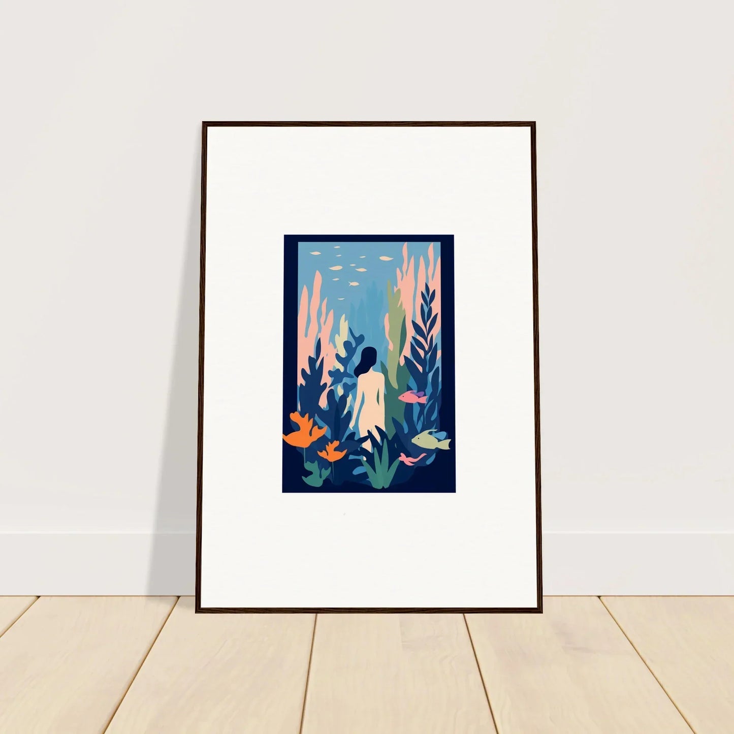 Framed Cosmic Kelp Dream canvas print showcasing a vibrant underwater scene for room decoration