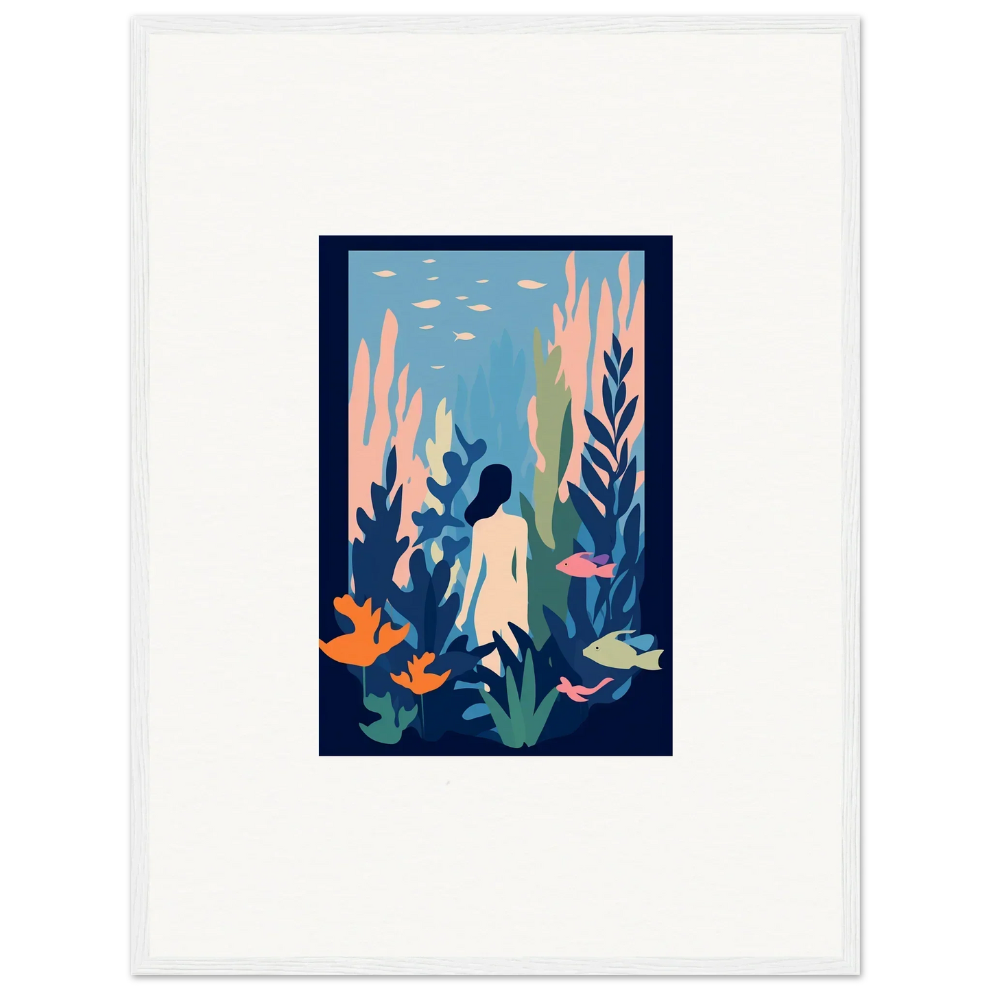Framed Cosmic Kelp Dream canvas print of a vibrant underwater scene for room decoration