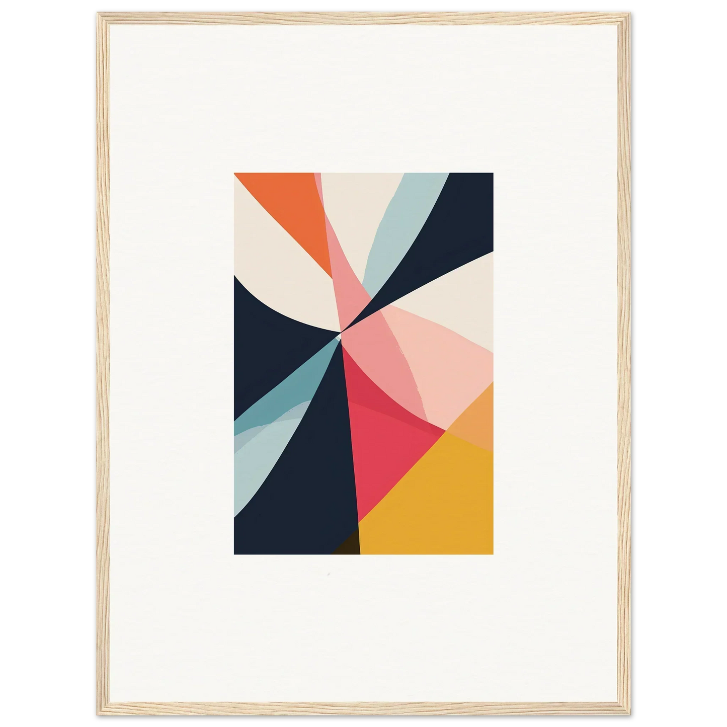 Abstract geometric canvas print with colorful triangles for cool room decoration