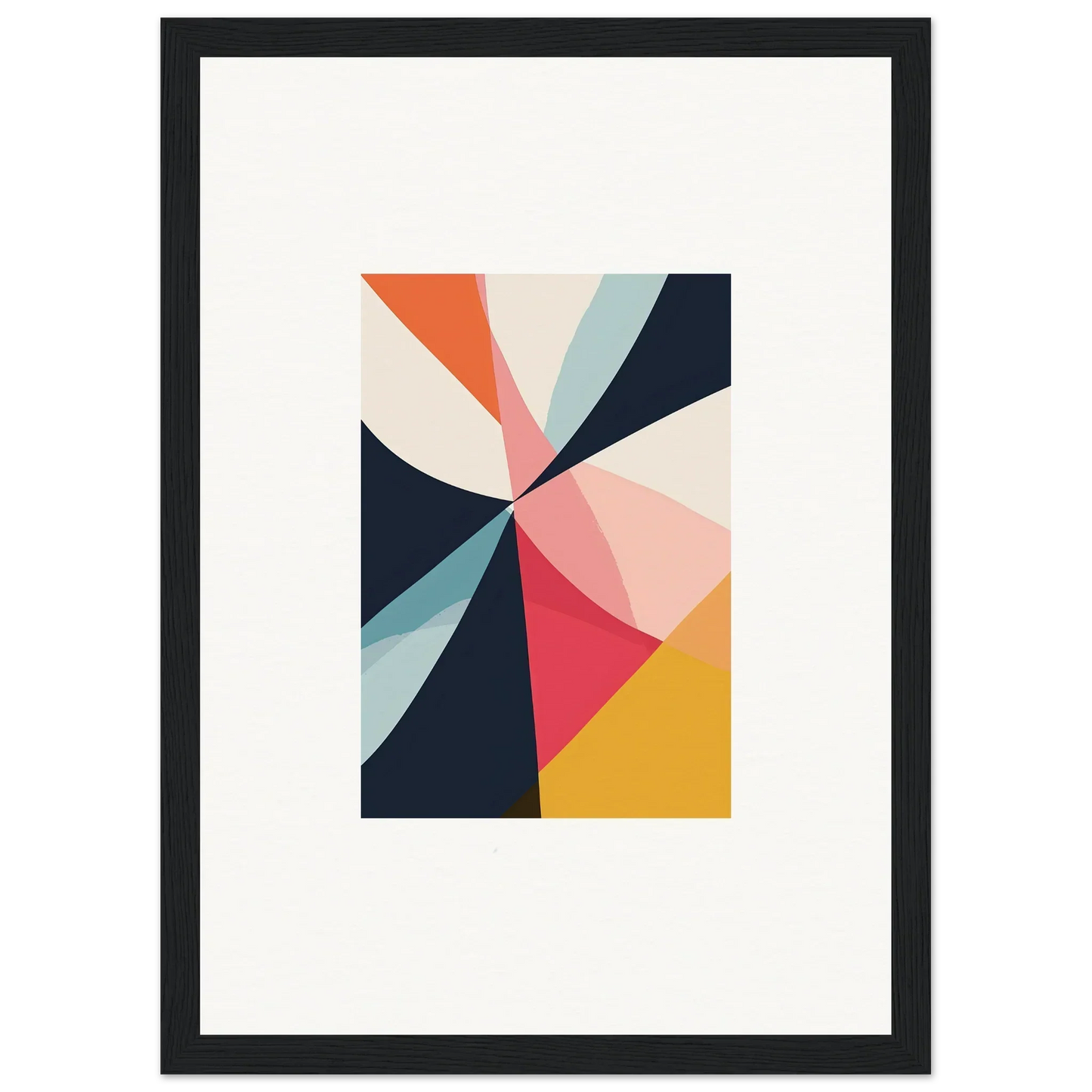 Colorful triangular shapes in a Cosmic Tango Explodes canvas print for trendy room decoration