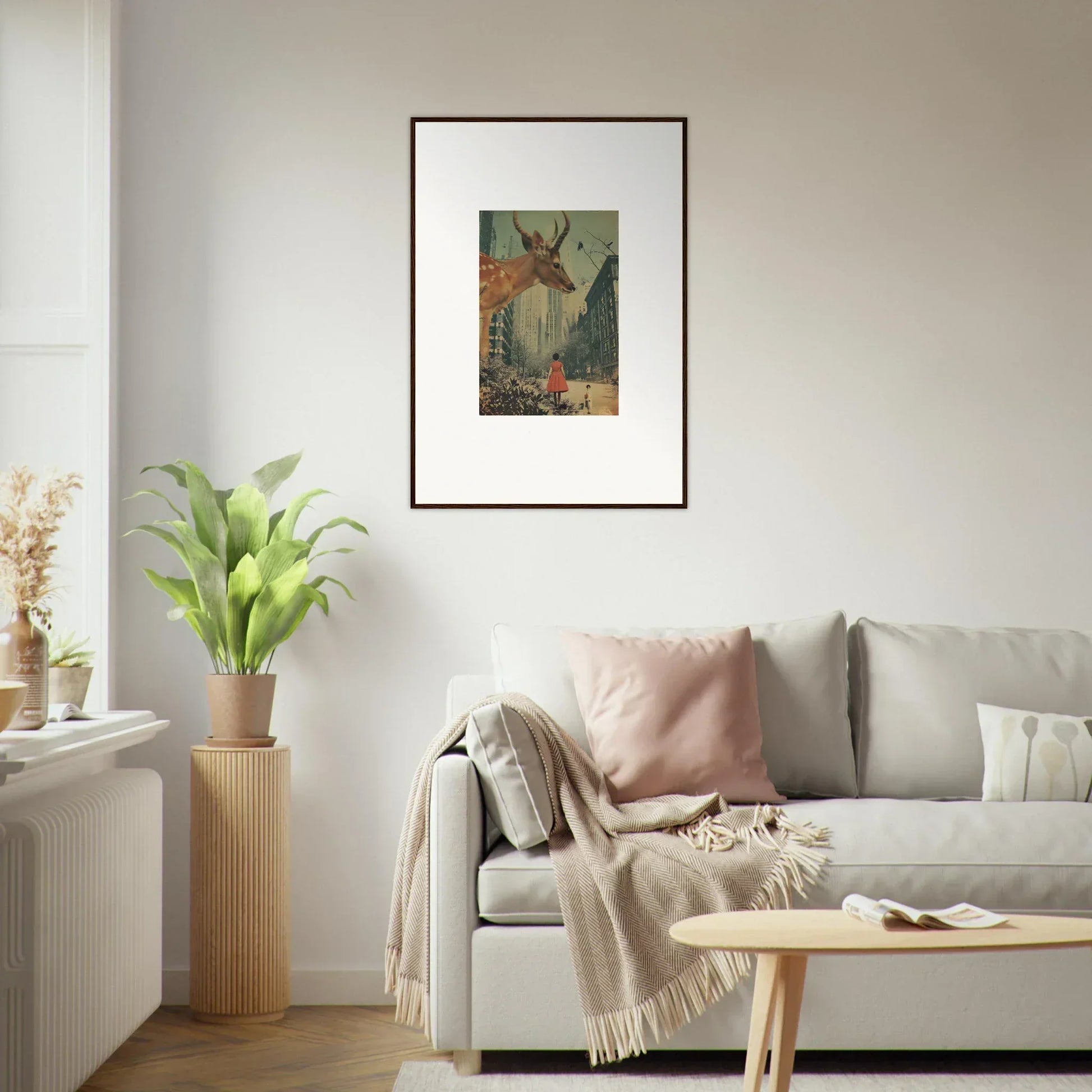 Framed wall art of a fantastical creature in a forest for your Mind Gala room decor