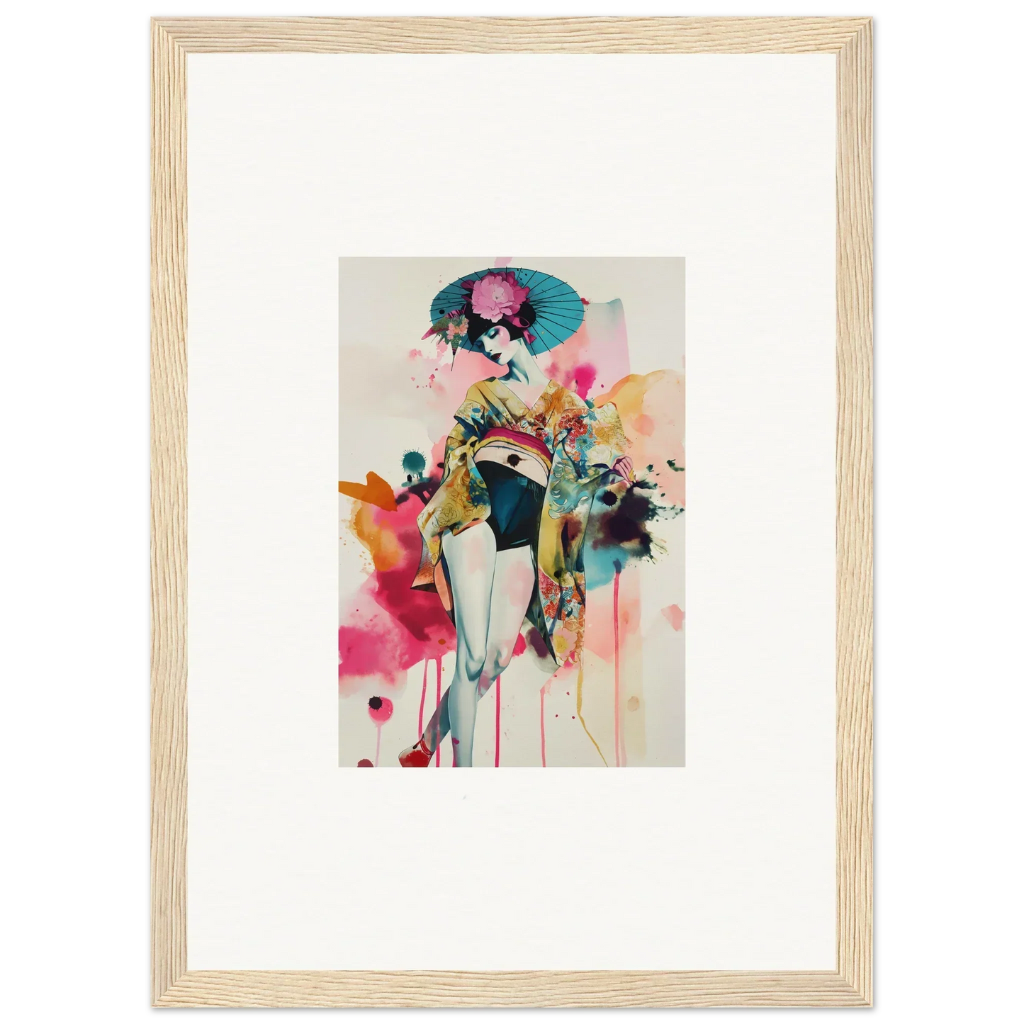 Colorful abstract watercolor painting of a female figure for Candy Fantasia room decor