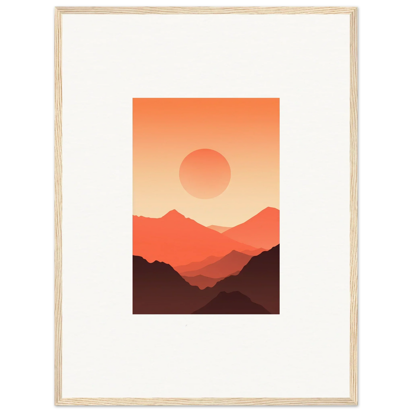 Framed wall art of a sunset over mountains in warm tones for Monarch Glow room decor