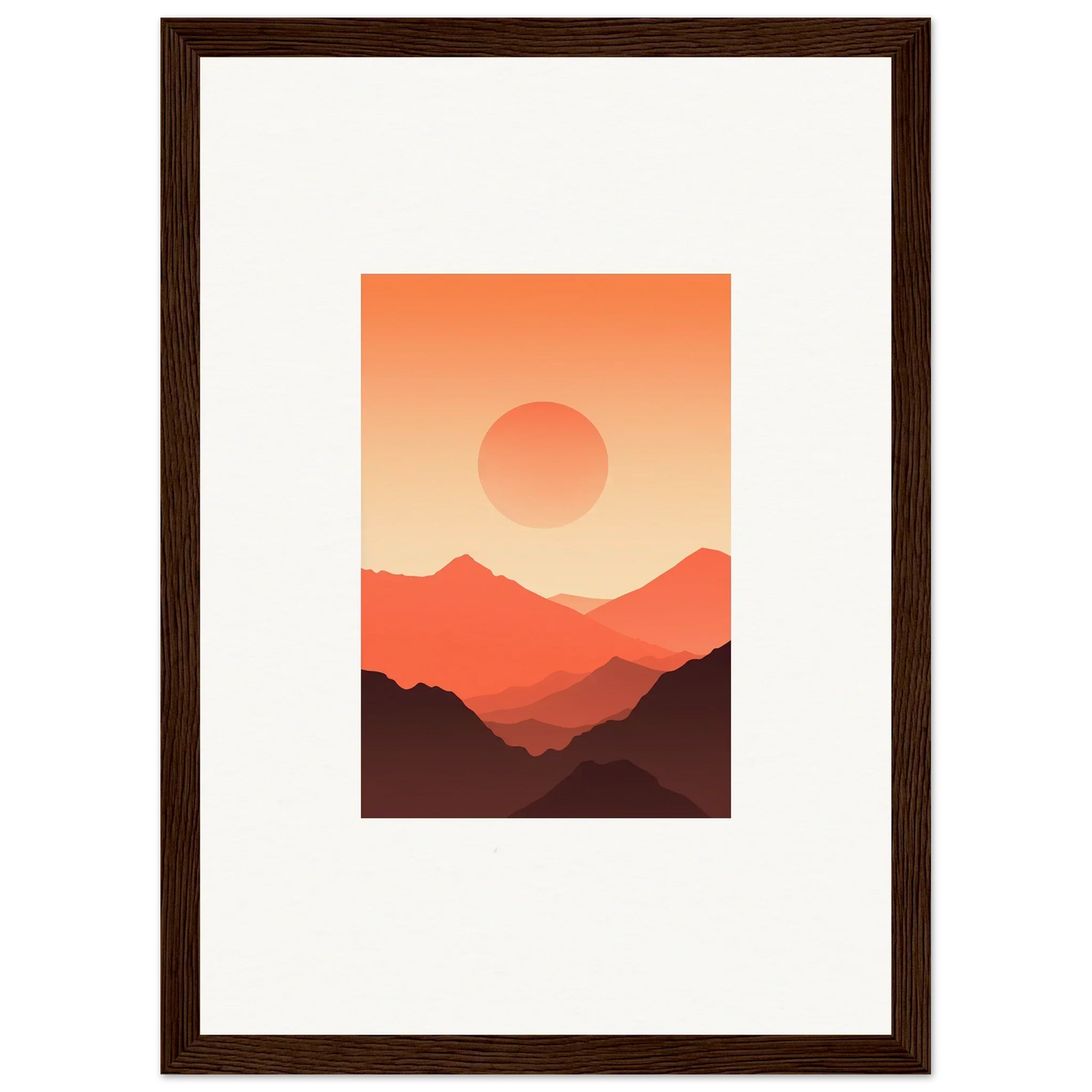 Framed wall art of Monarch Glow sunset over mountains for stylish room decor