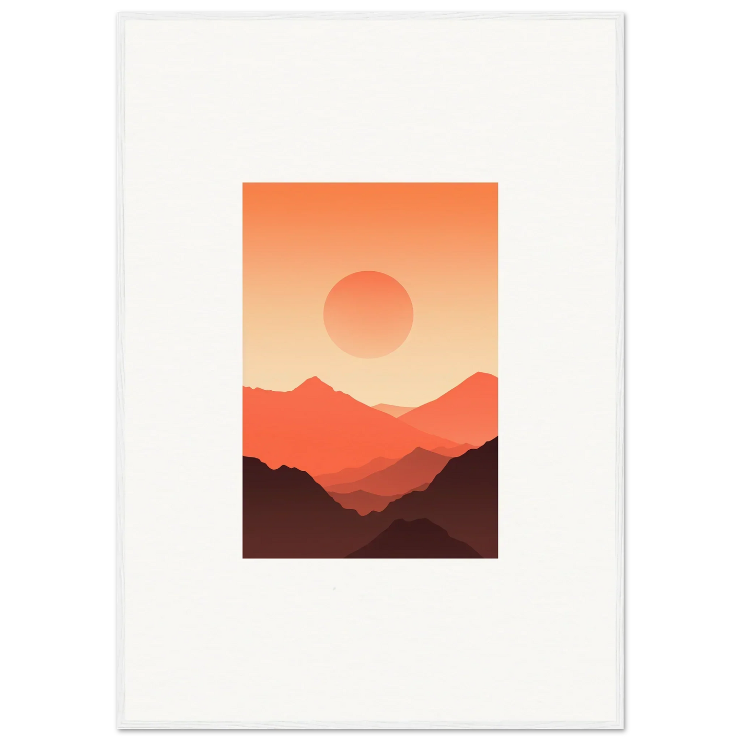 Minimalist landscape illustration of mountains and sunset for Monarch Glow room decor